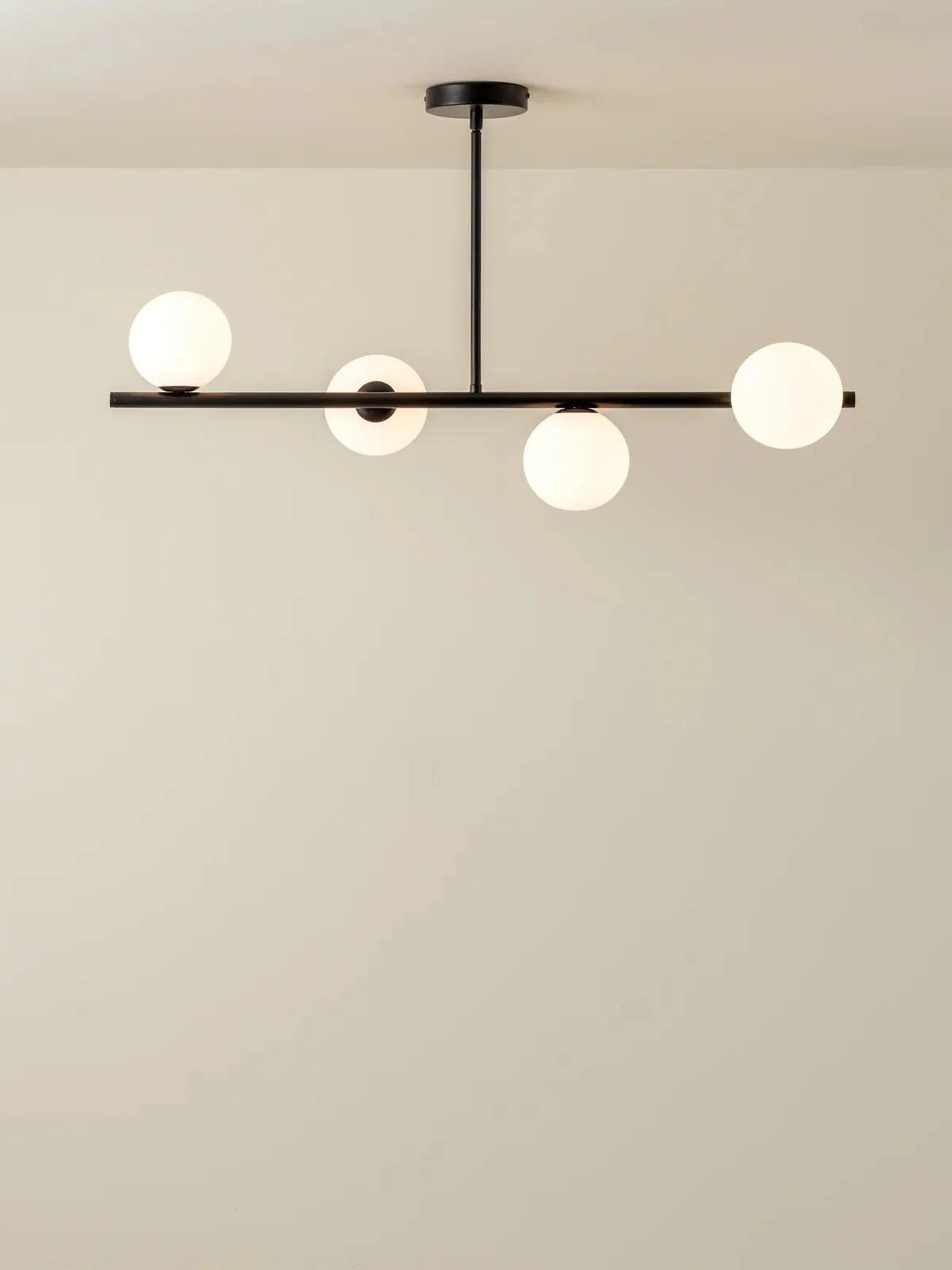 Perch - 4 Light Matt Black And Opal Pendant Bar - Image 4