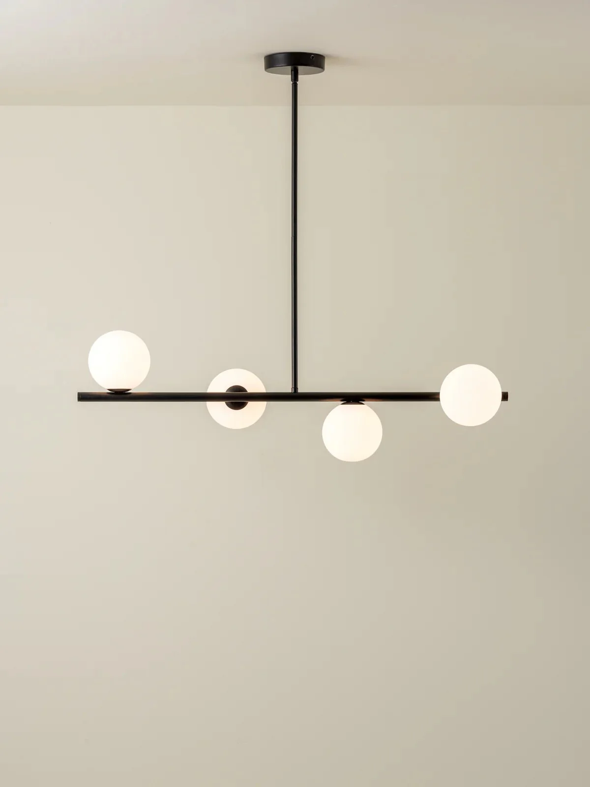 Perch - 4 Light Matt Black And Opal Pendant Bar - Image 8