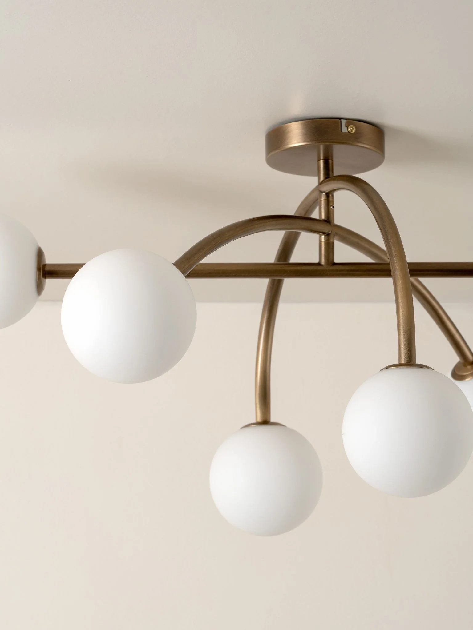 Perry - 6 Light Aged Brass And Opal Flush Pendant - Image 3