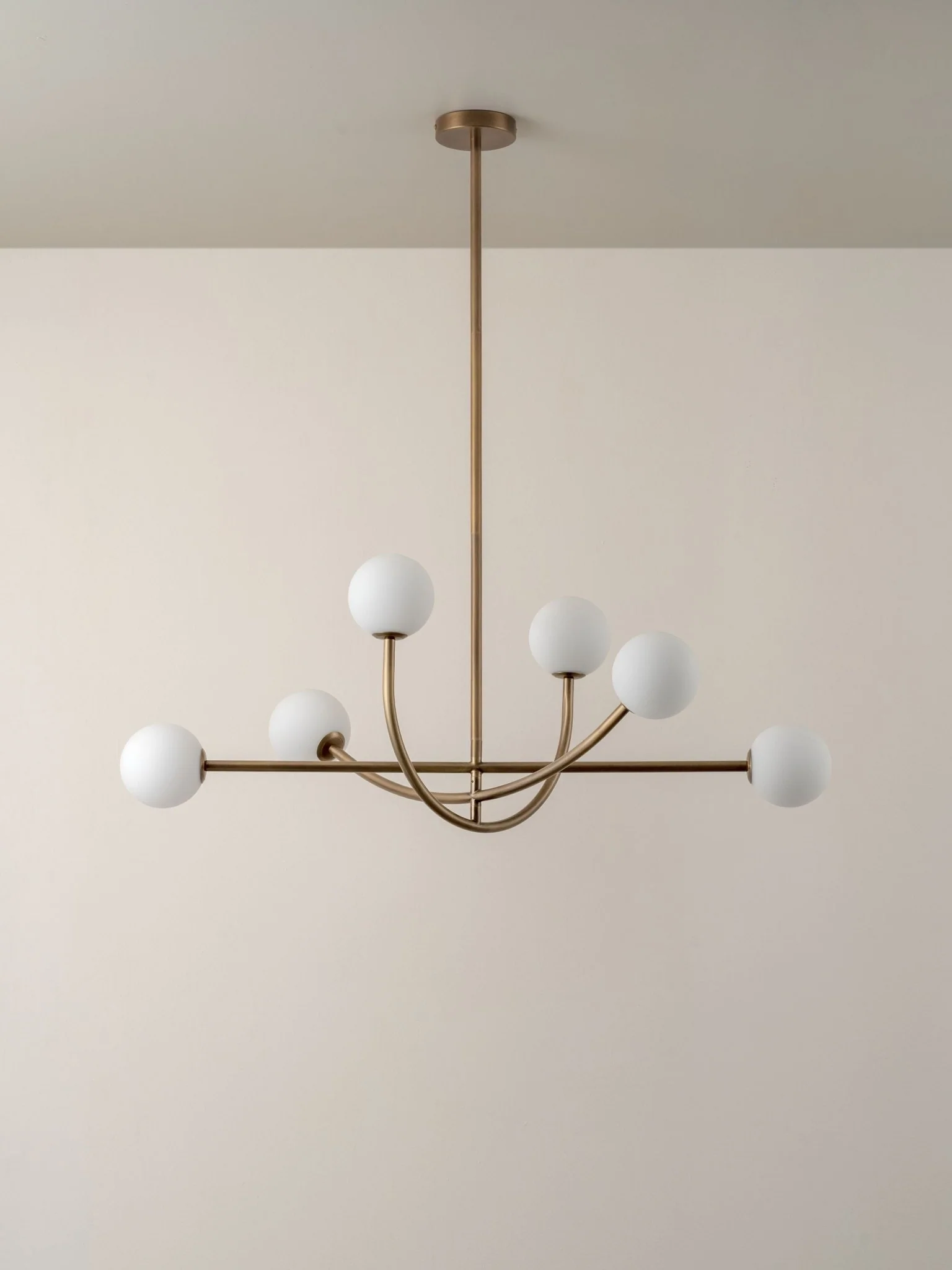 Perry - 6 Light Aged Brass And Opal Pendant