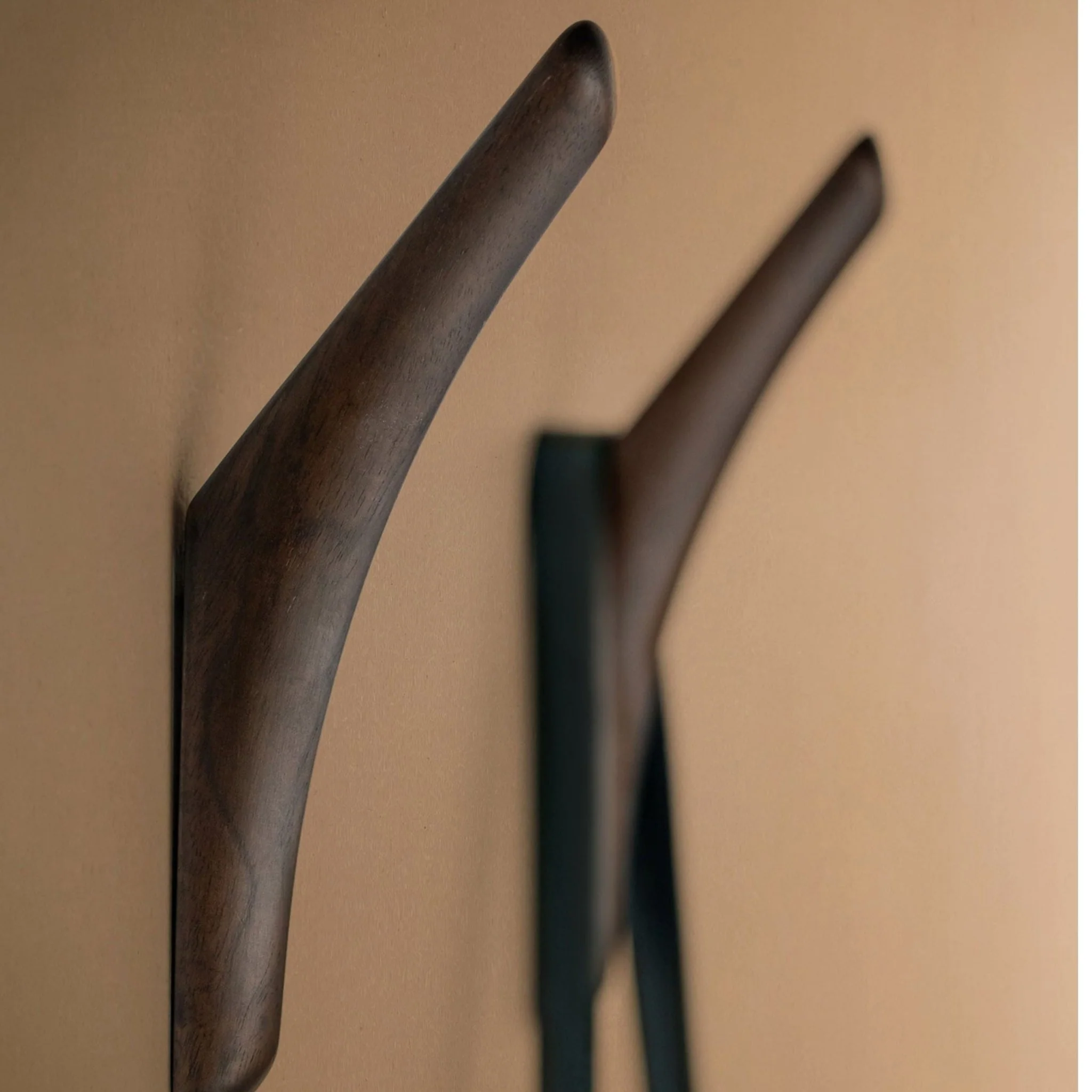 Pi Wall Hanger - Varnished Mahogany - Dark Brown - Set Of 2 - Image 4
