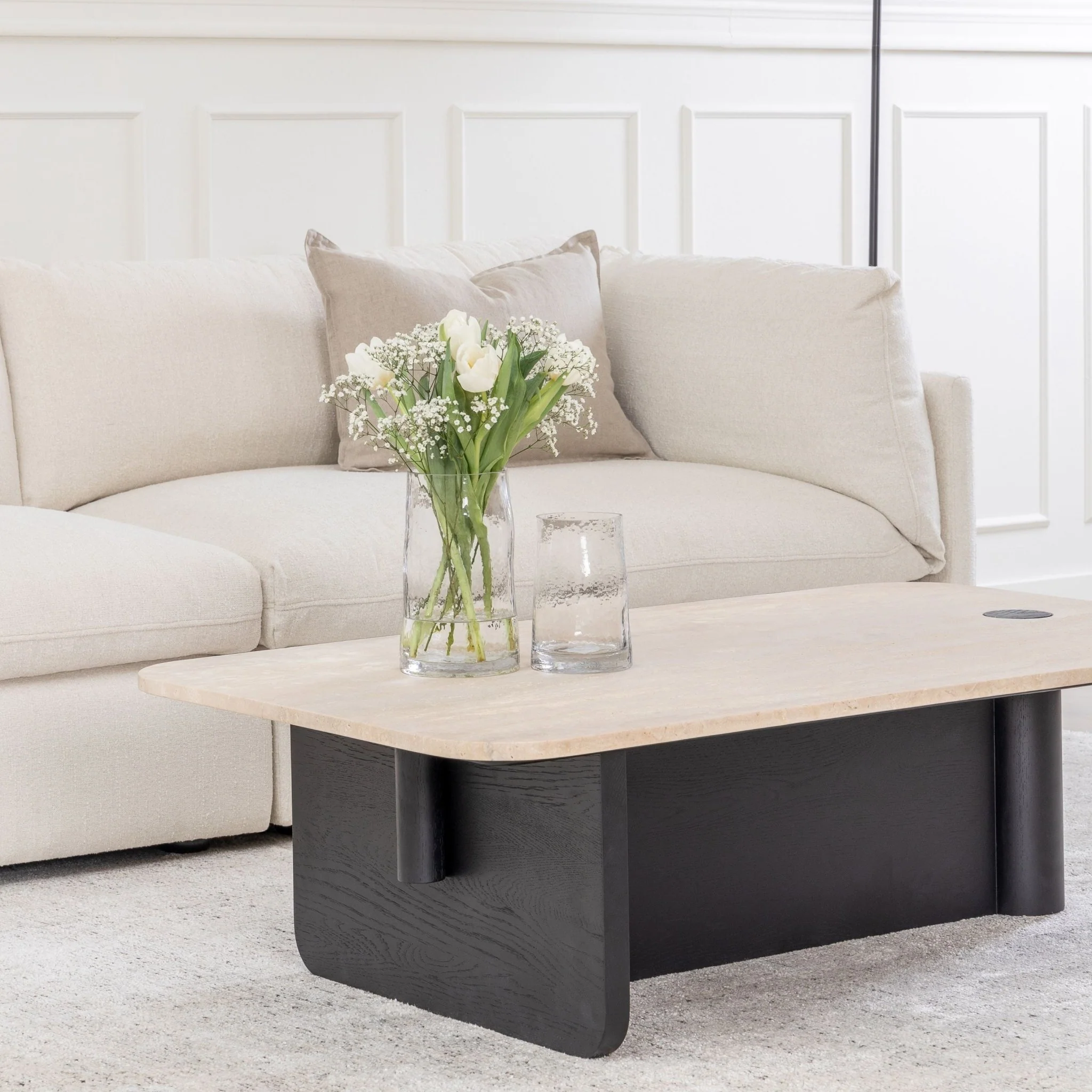 Pivot Coffee Table - Black Oak & Travertine - Image 8