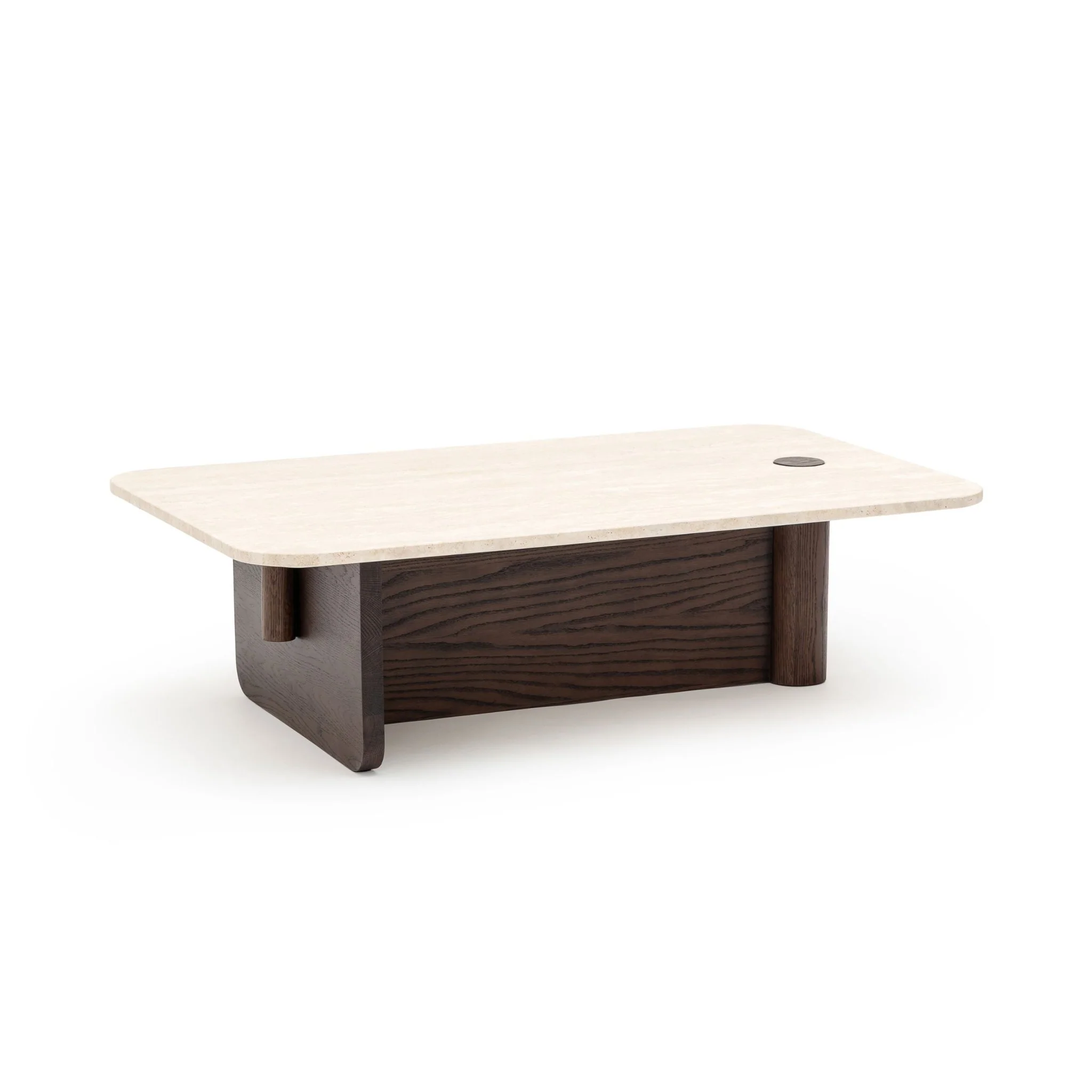 Pivot Coffee Table - Espresso Oak & Travertine