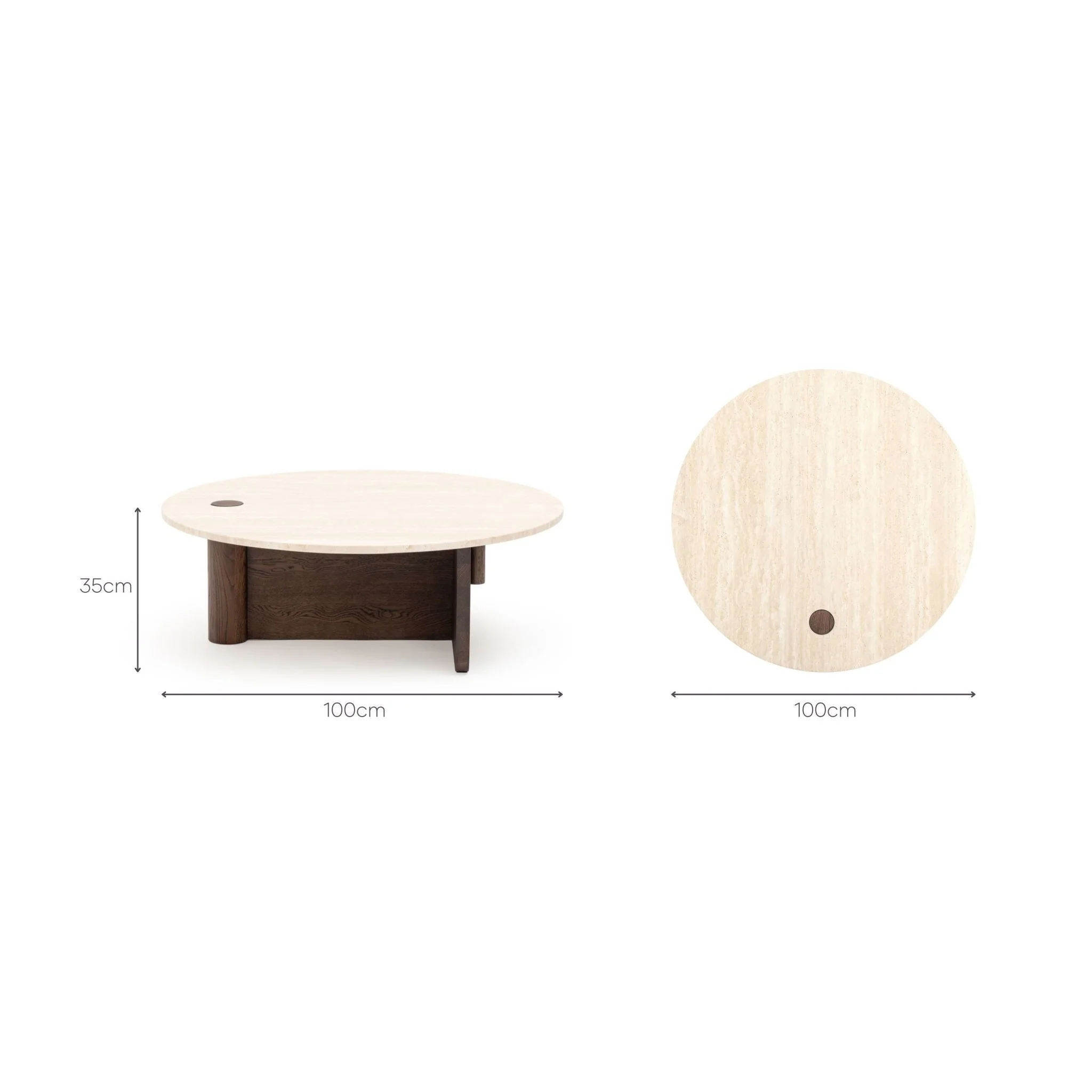 Pivot Round Coffee Table - Espresso Oak & Travertine - Image 11
