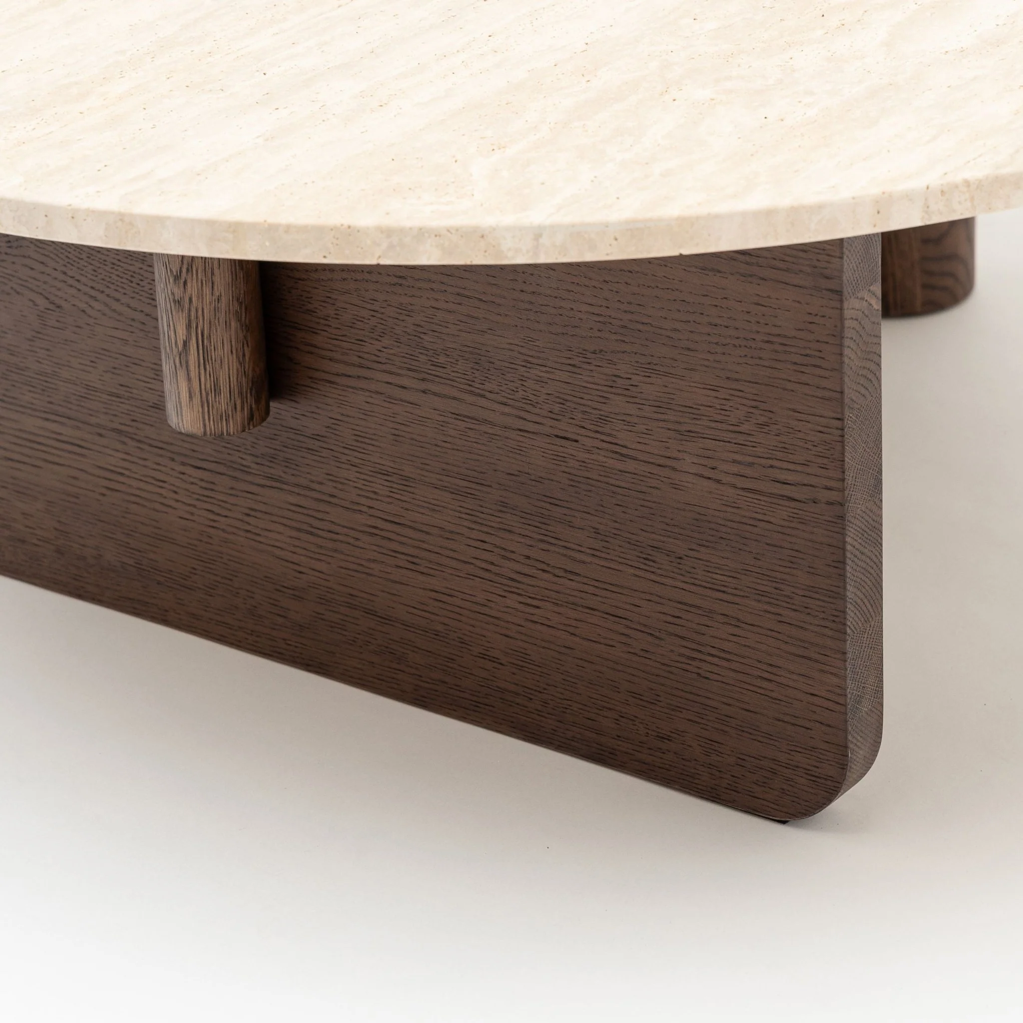 Pivot Round Coffee Table - Espresso Oak & Travertine - Image 5