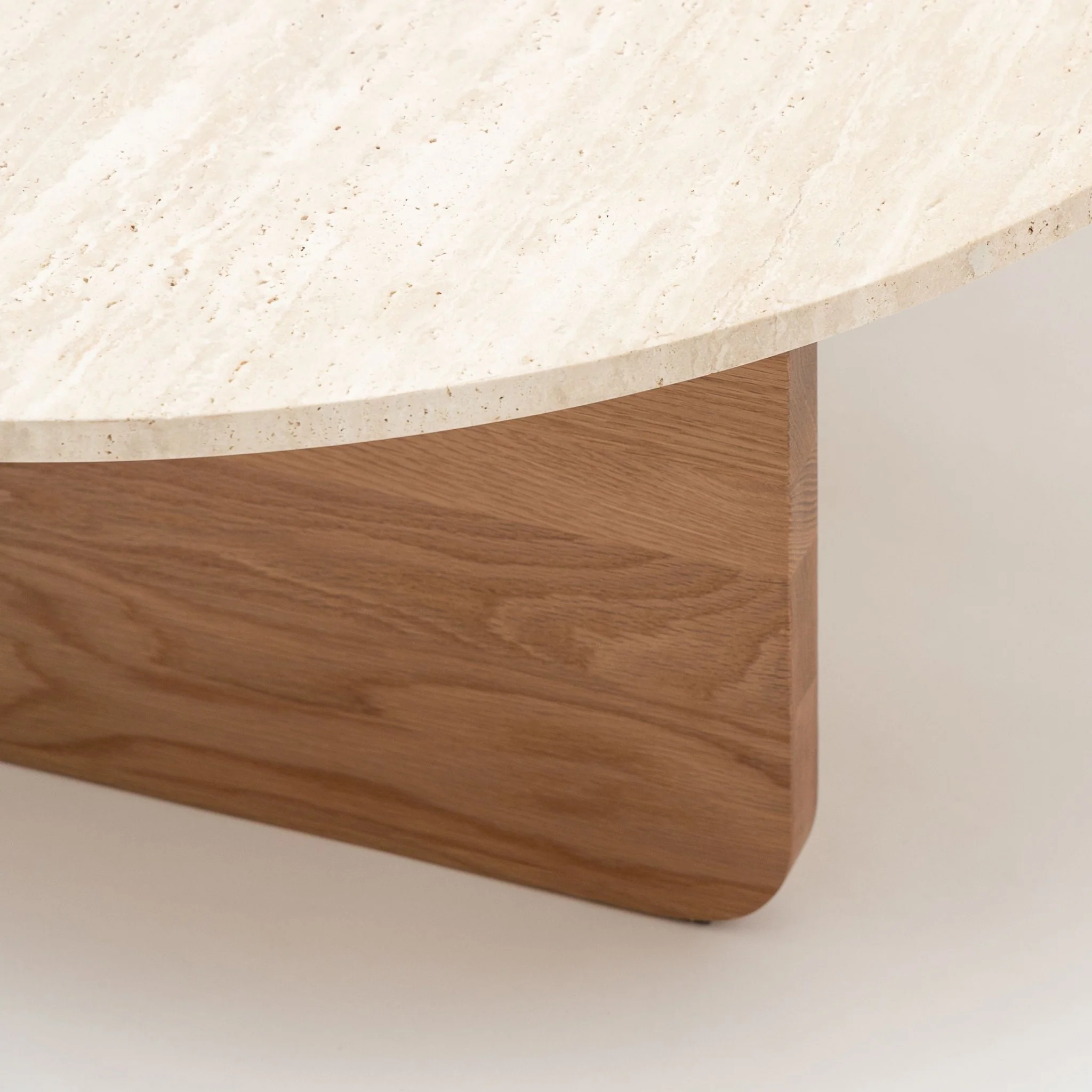 Pivot Round Coffee Table - Light Oak & Travertine - Image 10