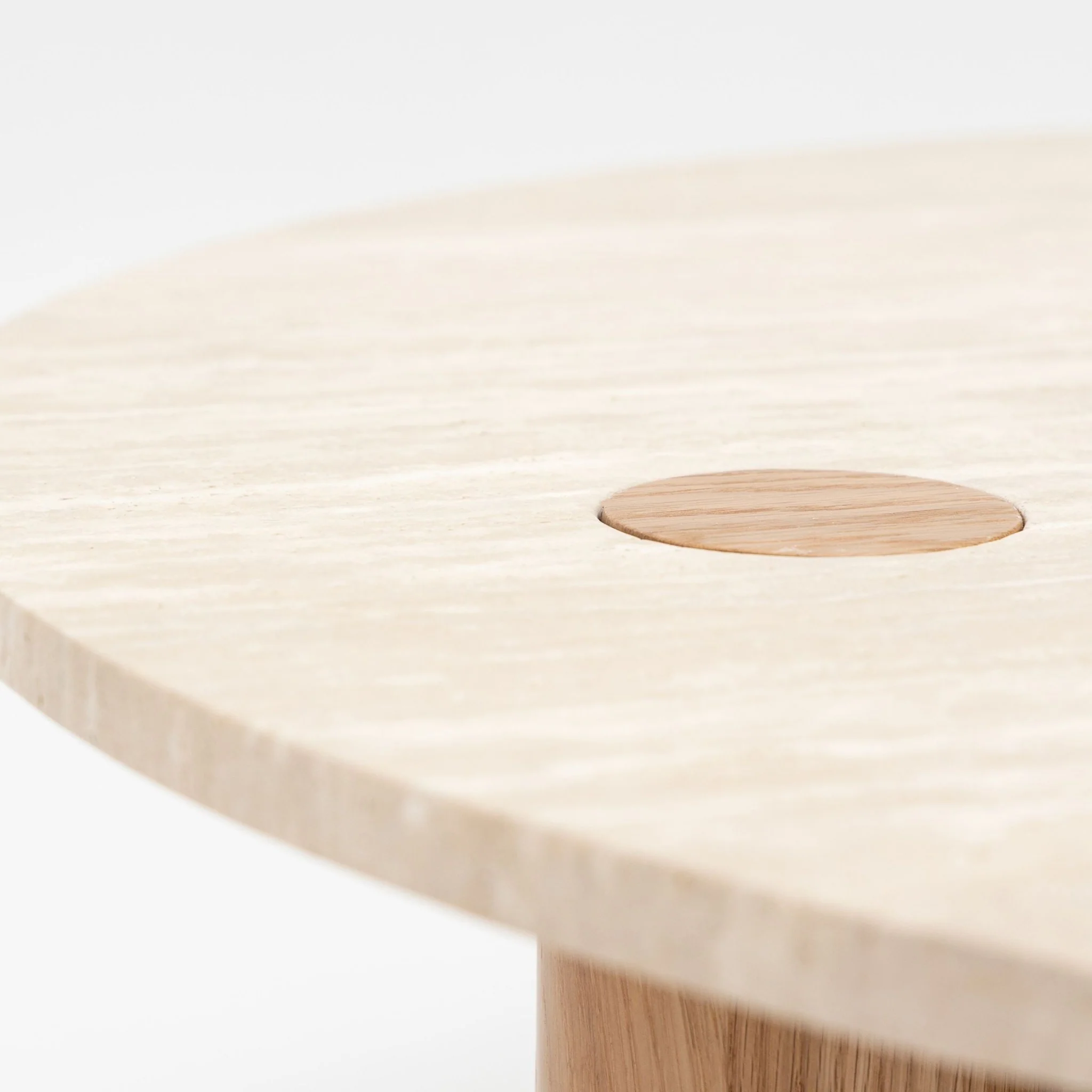 Pivot Round Coffee Table - Light Oak & Travertine - Image 12