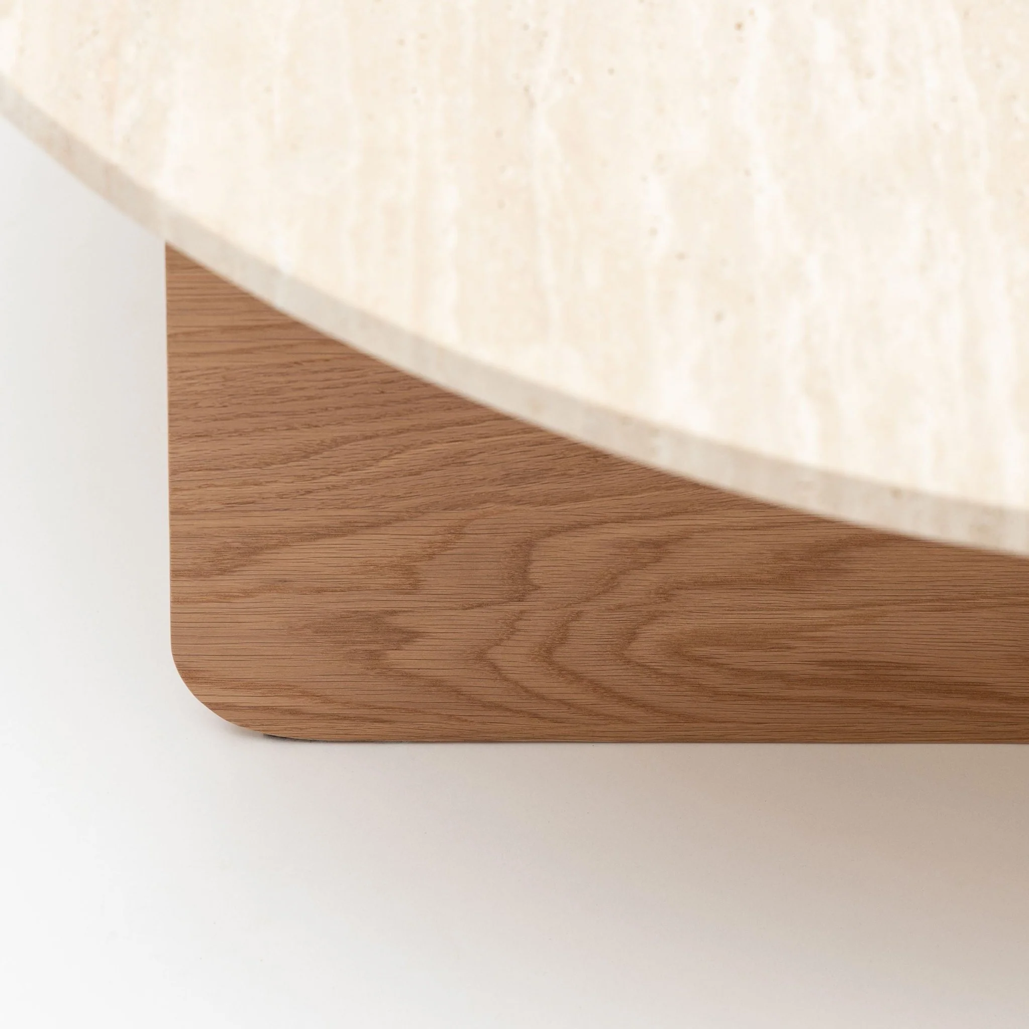 Pivot Round Coffee Table - Light Oak & Travertine - Image 5