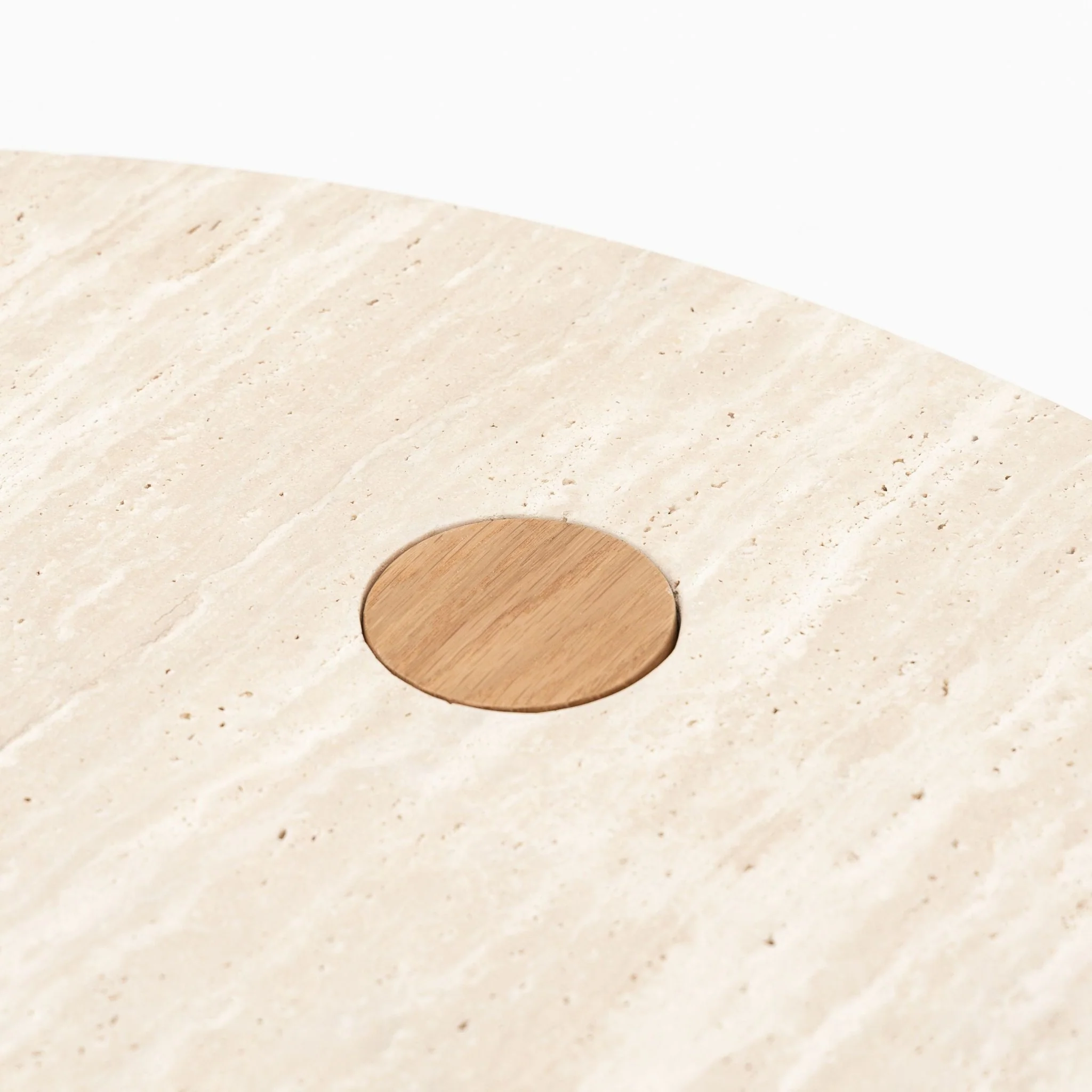Pivot Round Coffee Table - Light Oak & Travertine - Image 6