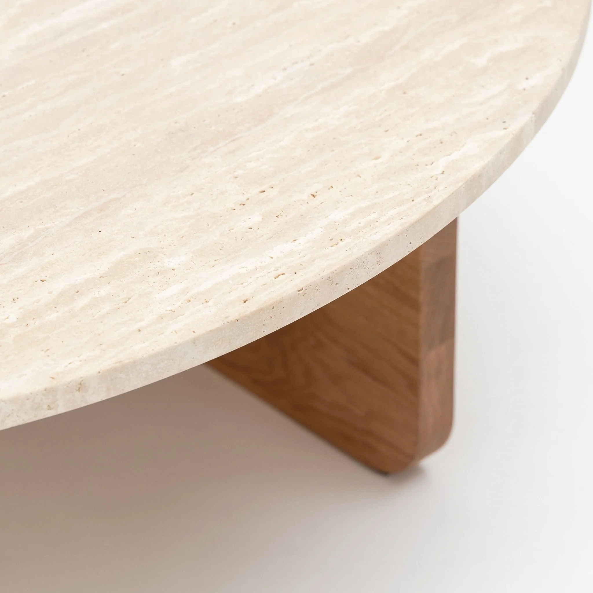 Pivot Round Coffee Table - Light Oak & Travertine - Image 7