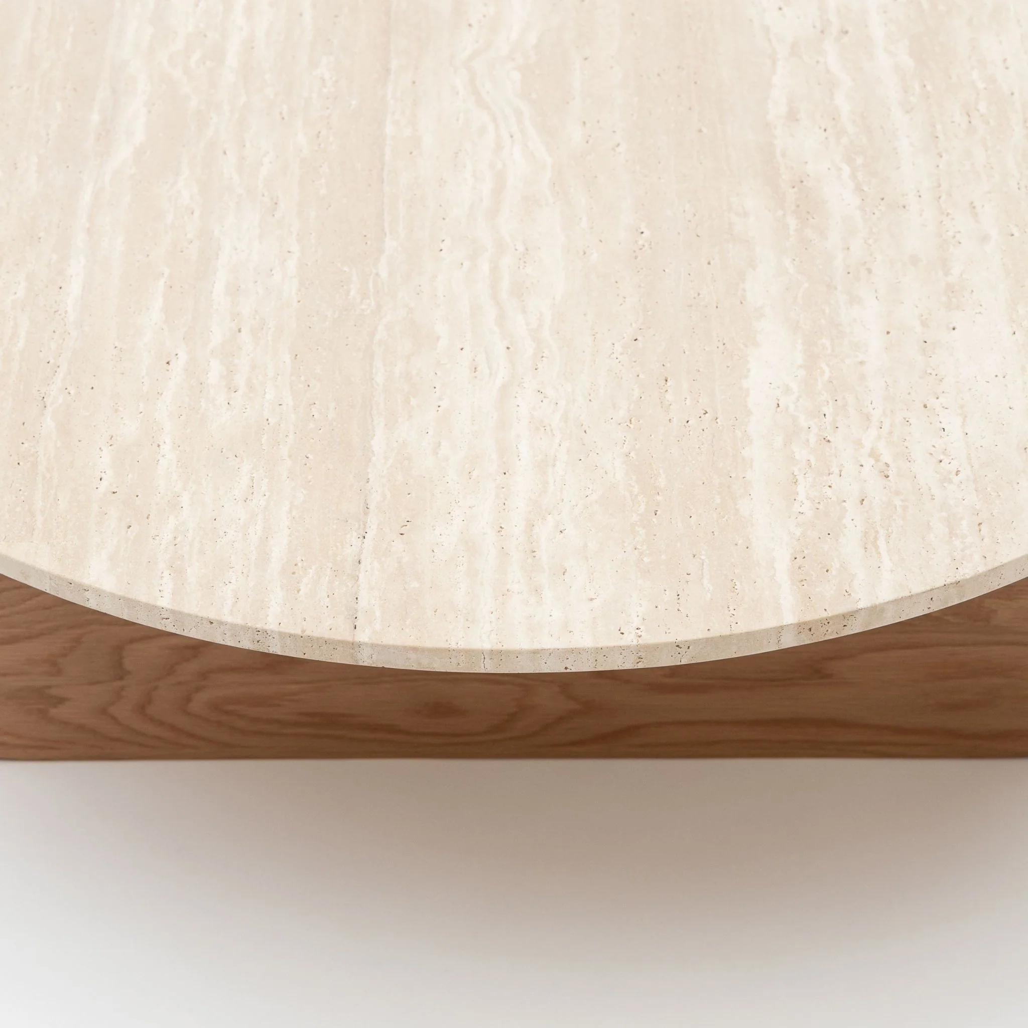 Pivot Round Coffee Table - Light Oak & Travertine - Image 8