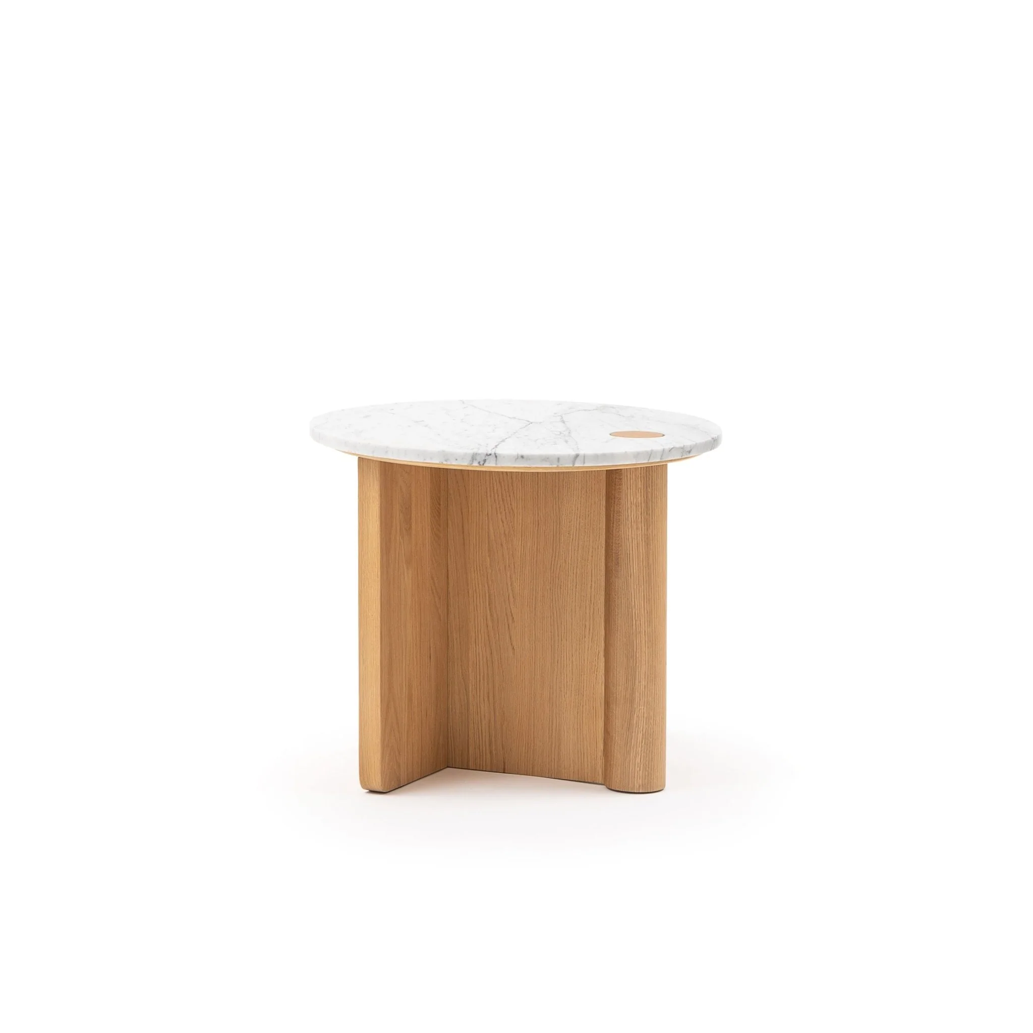 Pivot Side Table - Light Oak & Bianca Carrara