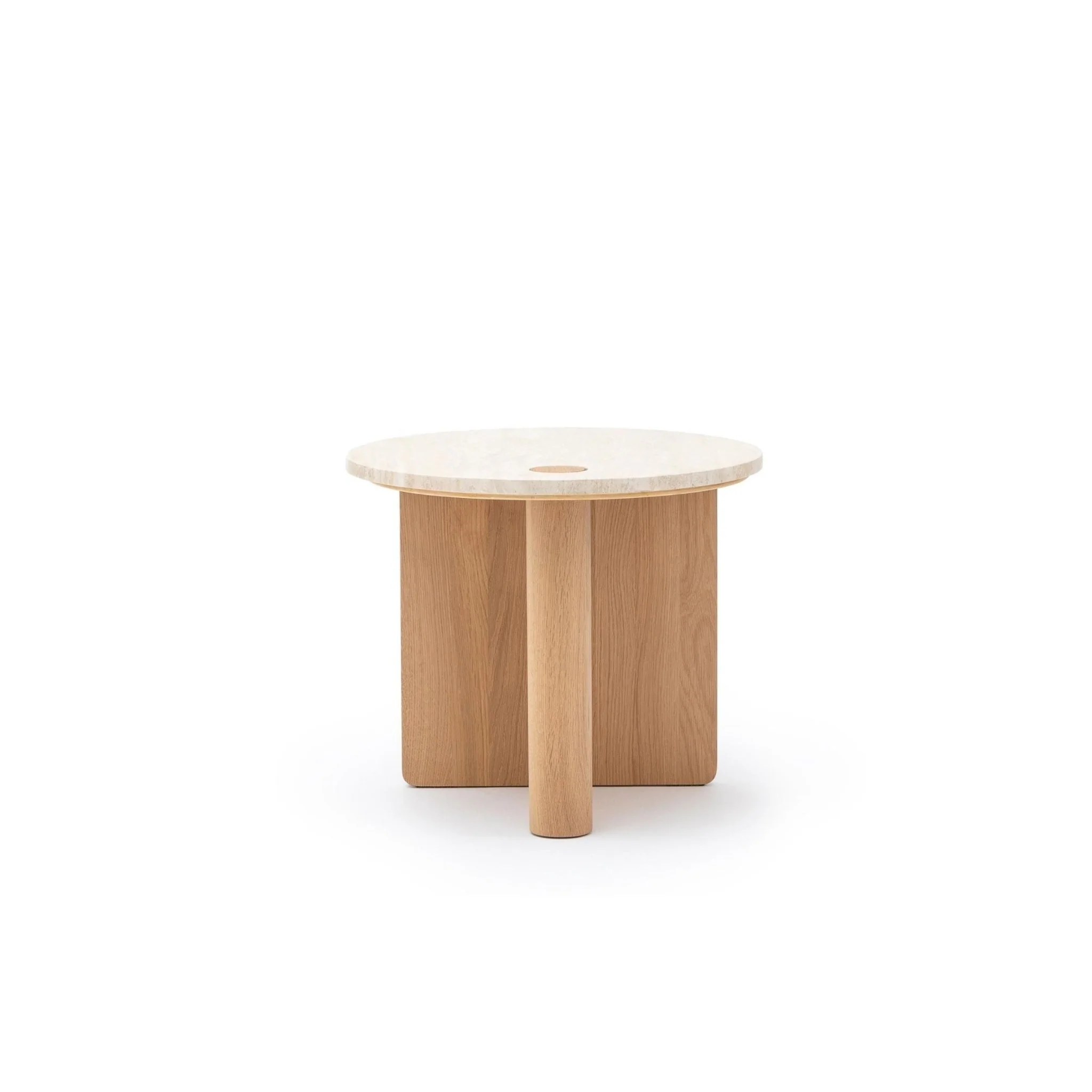 Pivot Side Table - Light Oak & Travertine - Image 3