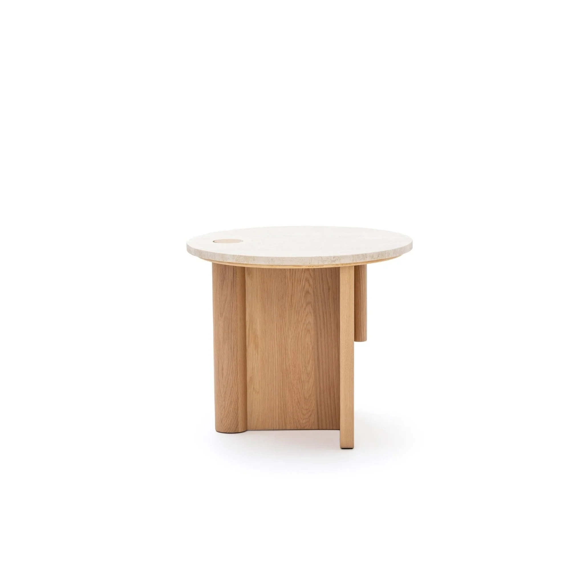 Pivot Side Table - Light Oak & Travertine - Image 4