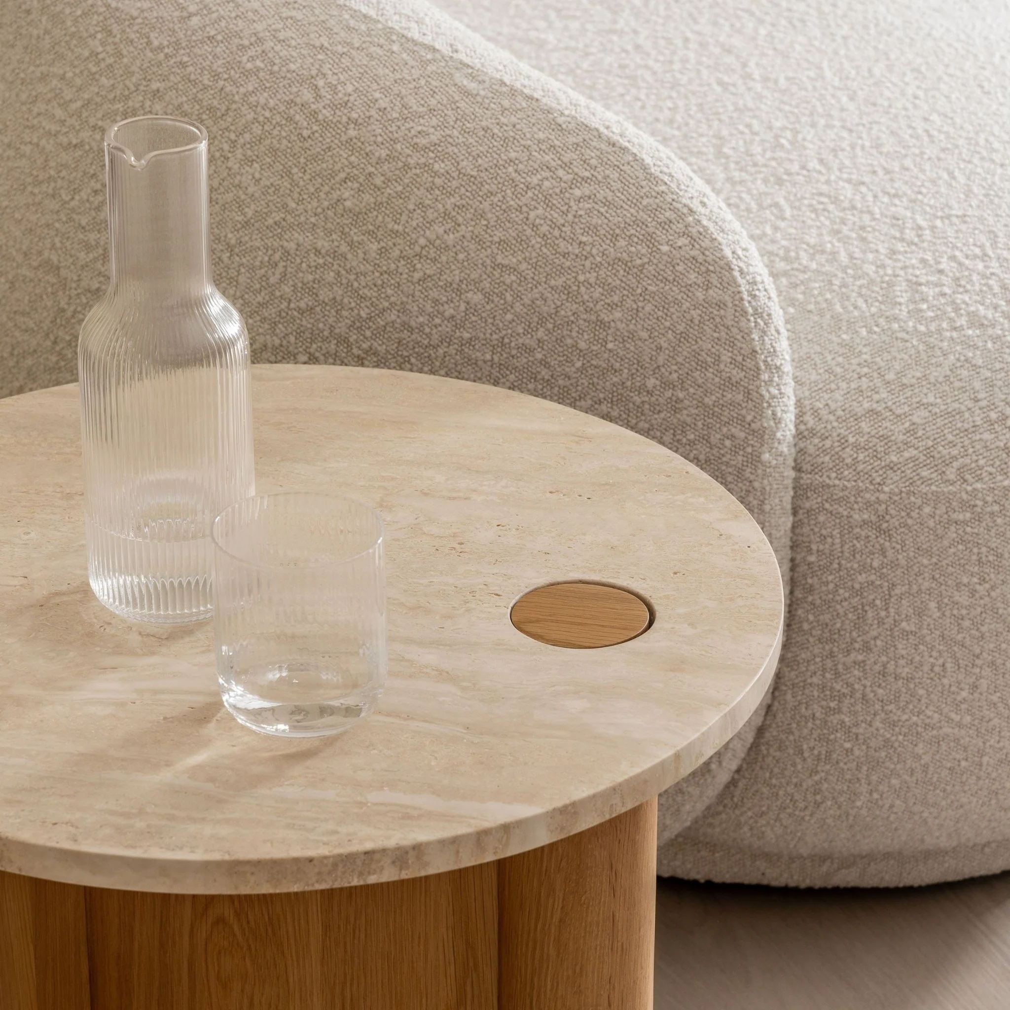 Pivot Side Table - Light Oak & Travertine - Image 5