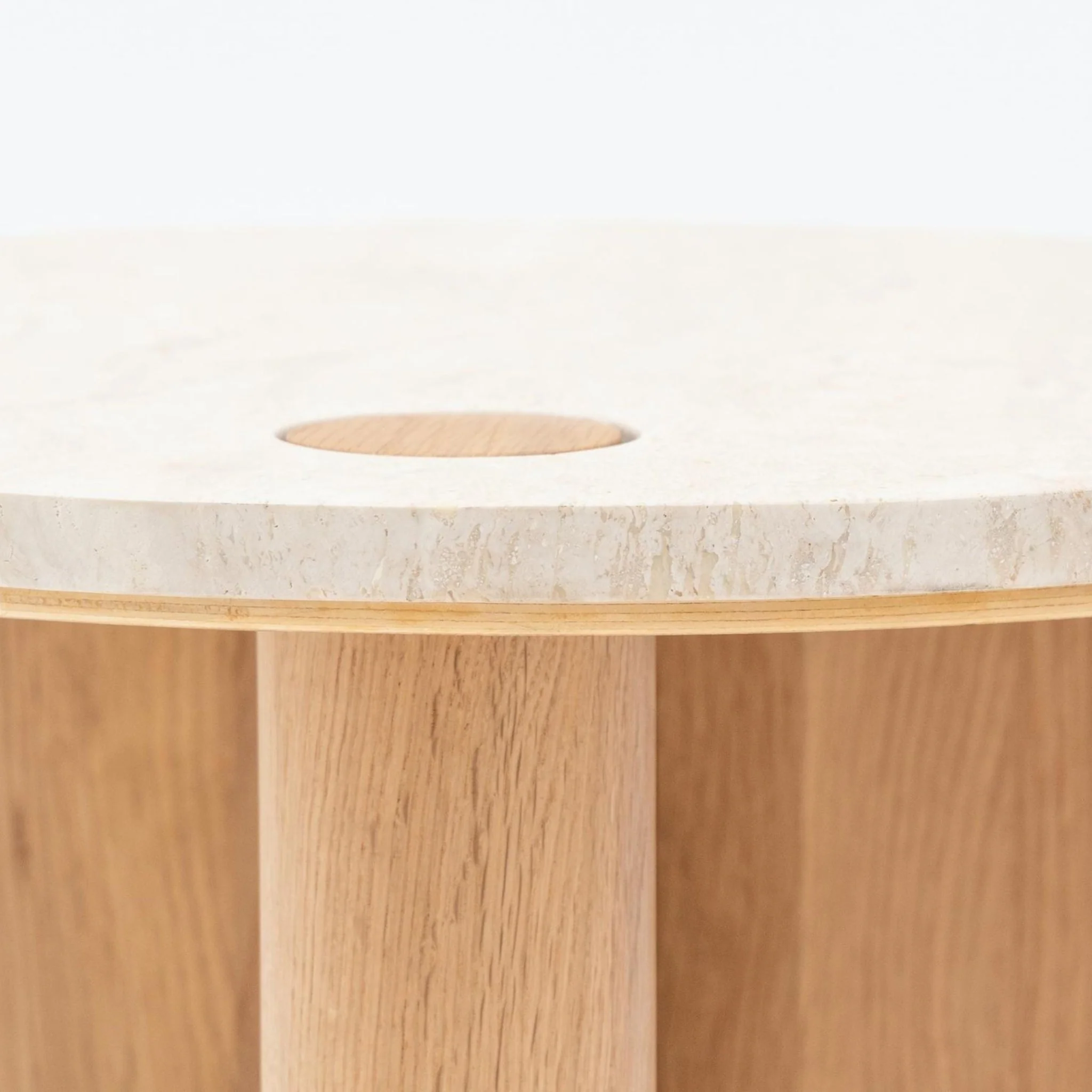 Pivot Side Table - Light Oak & Travertine - Image 6