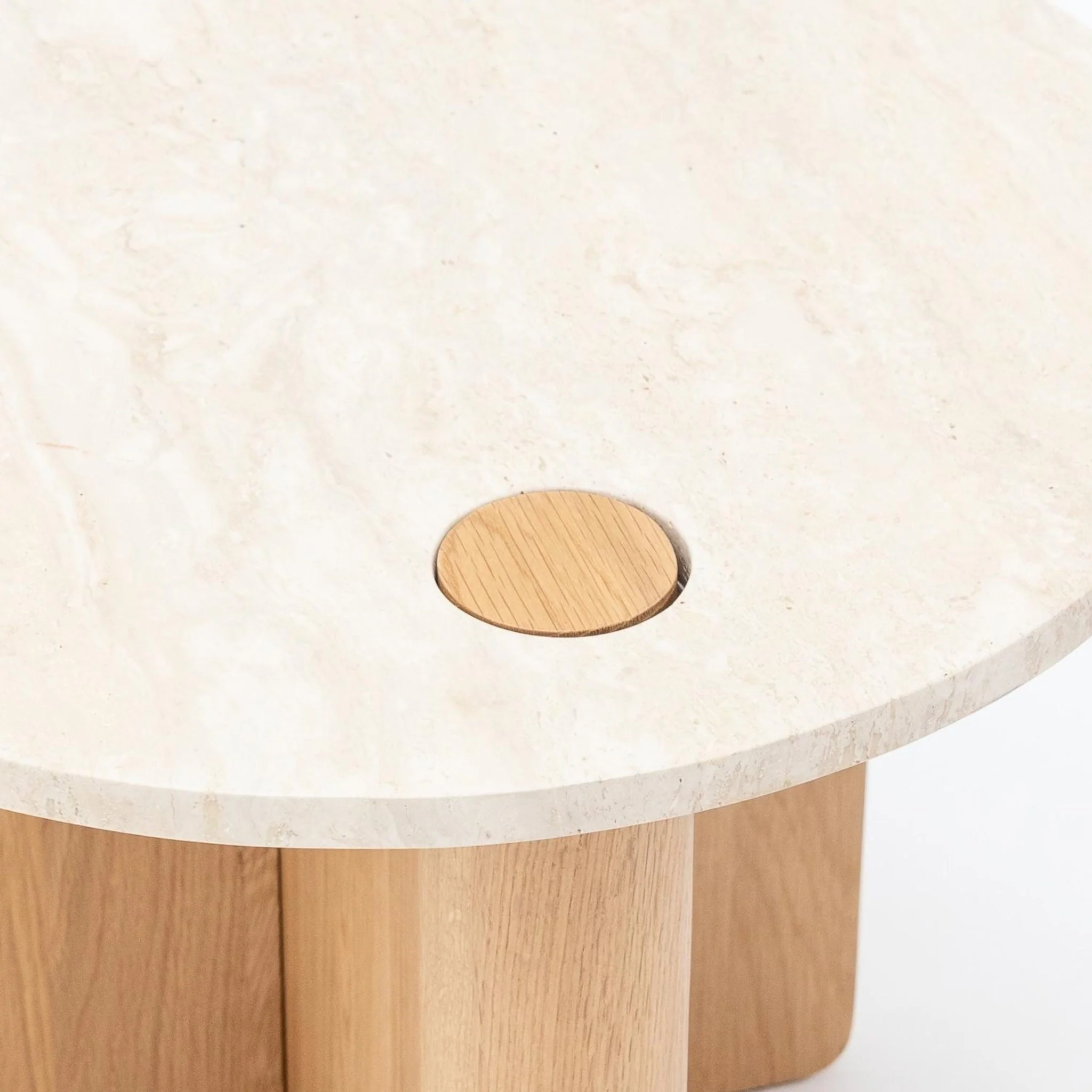 Pivot Side Table - Light Oak & Travertine - Image 8