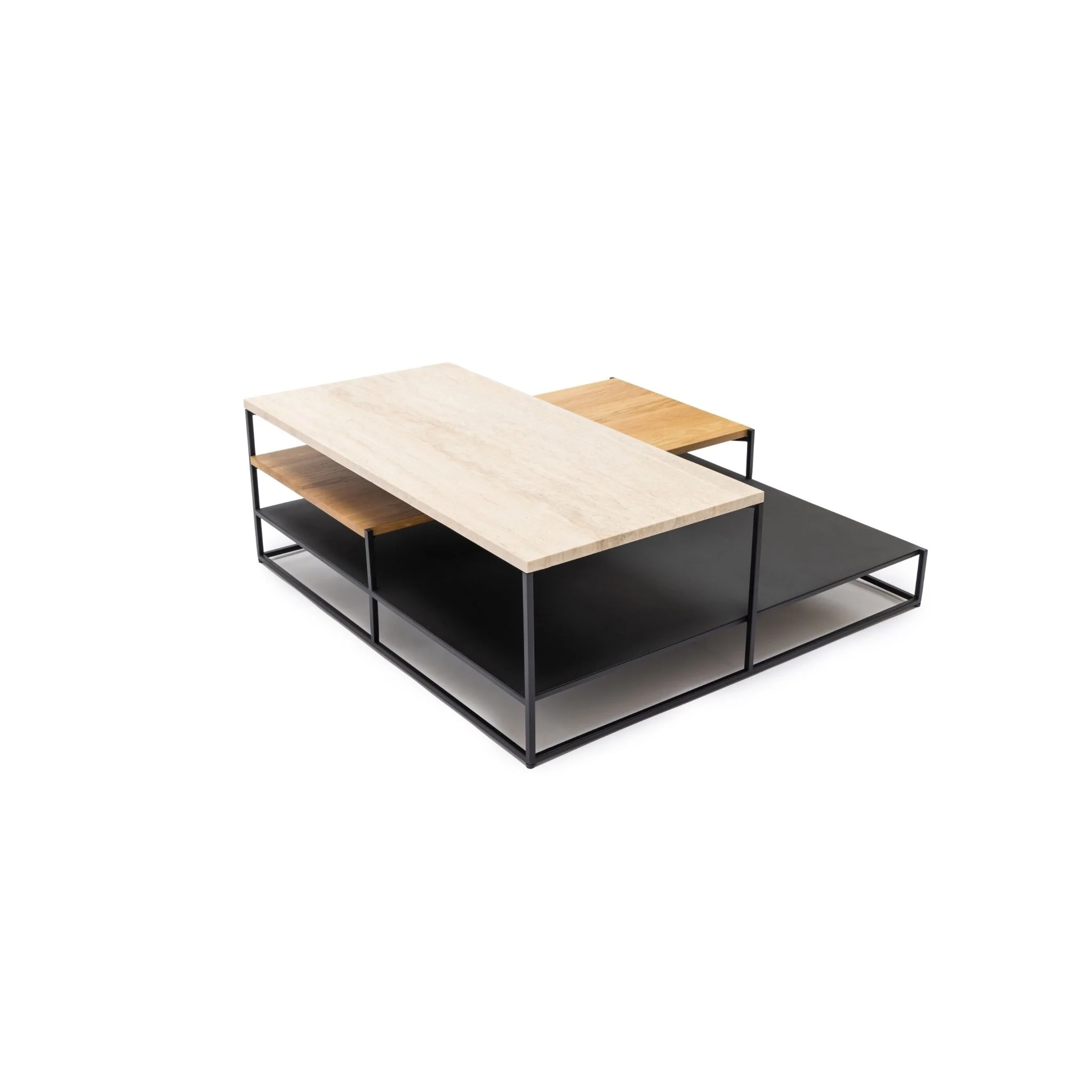 Podium Coffee Table - Travertine & Light Oak - Image 20