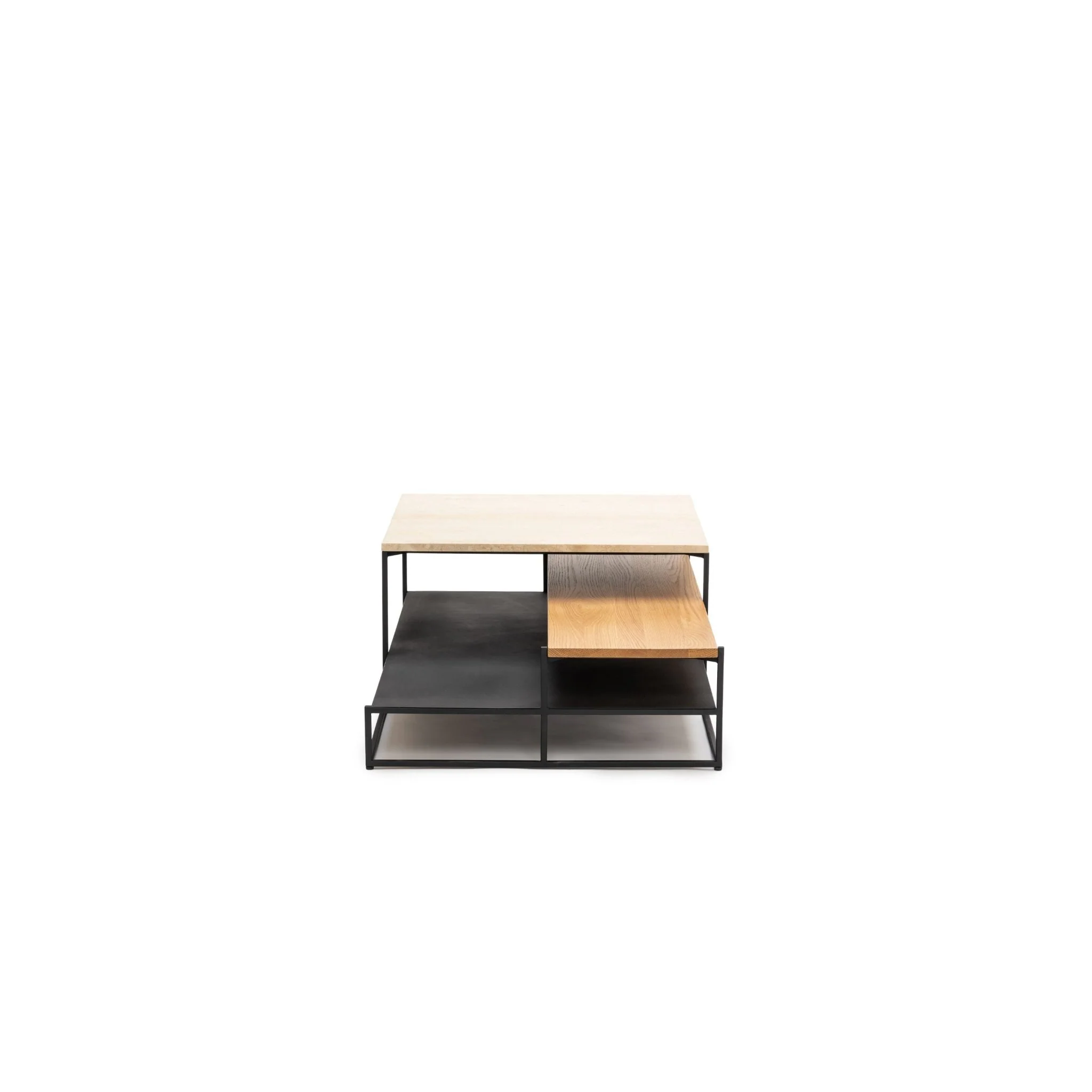 Podium Coffee Table - Travertine & Light Oak - Image 5