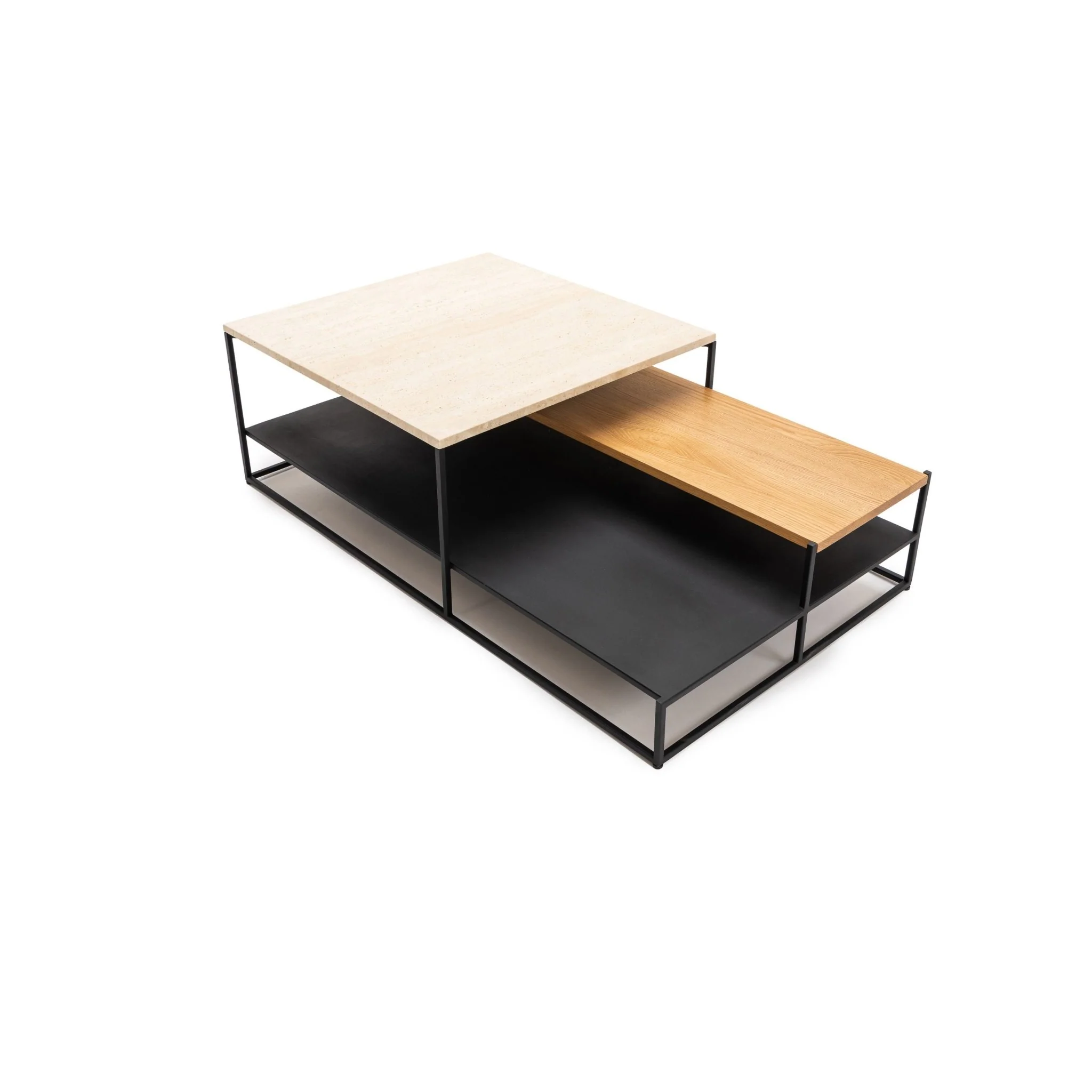 Podium Coffee Table - Travertine & Light Oak - Image 6