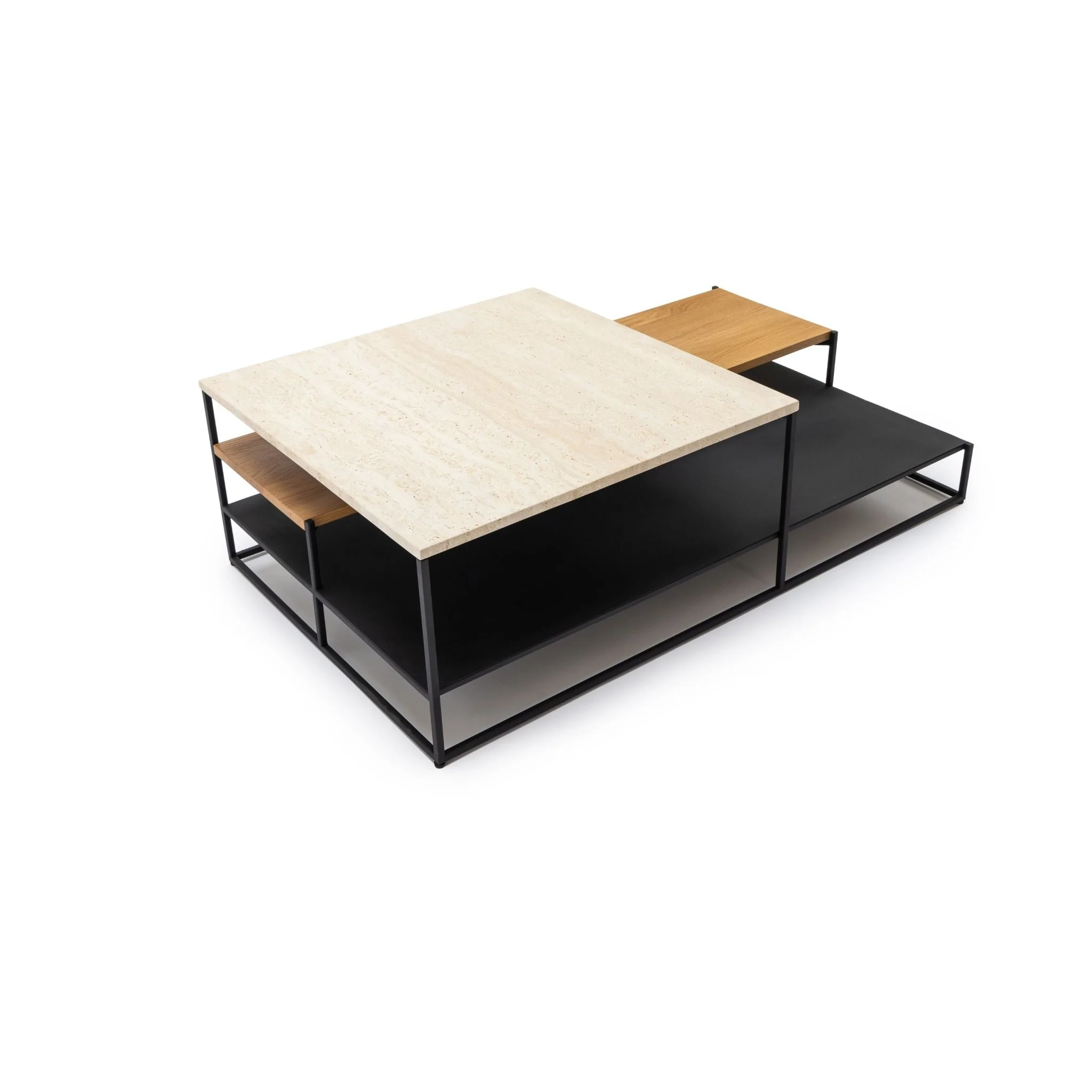 Podium Coffee Table - Travertine & Light Oak - Image 7