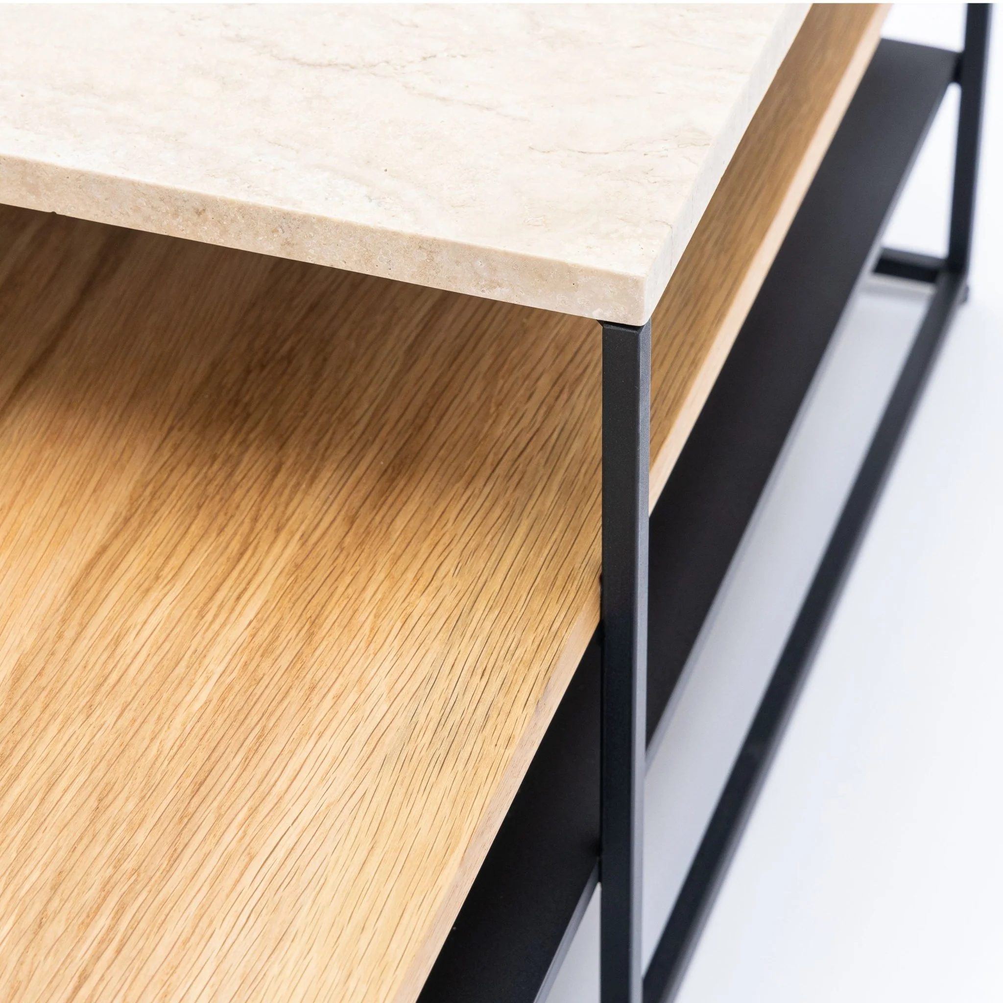 Podium Coffee Table - Travertine & Light Oak - Image 8