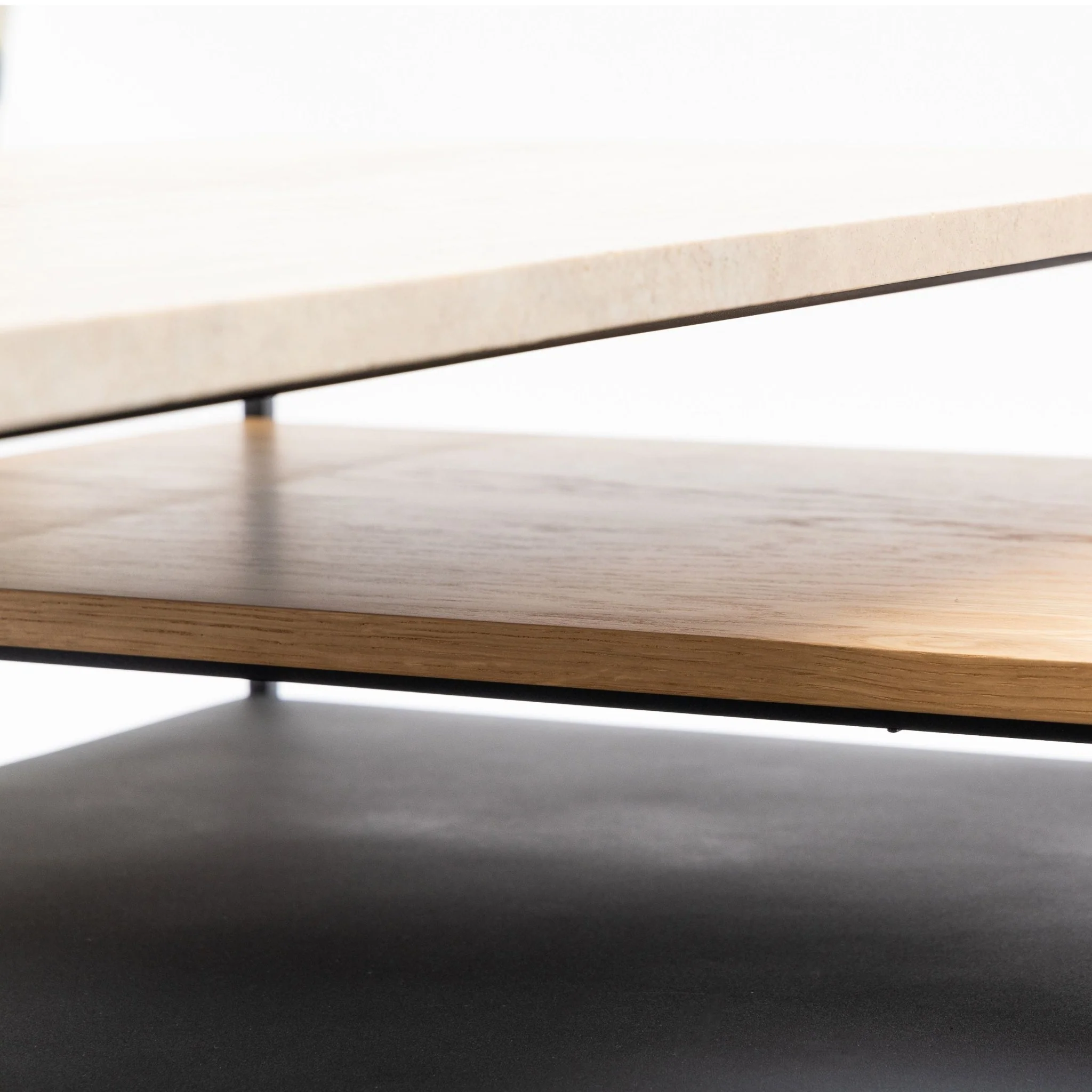 Podium Coffee Table - Travertine & Light Oak - Image 9