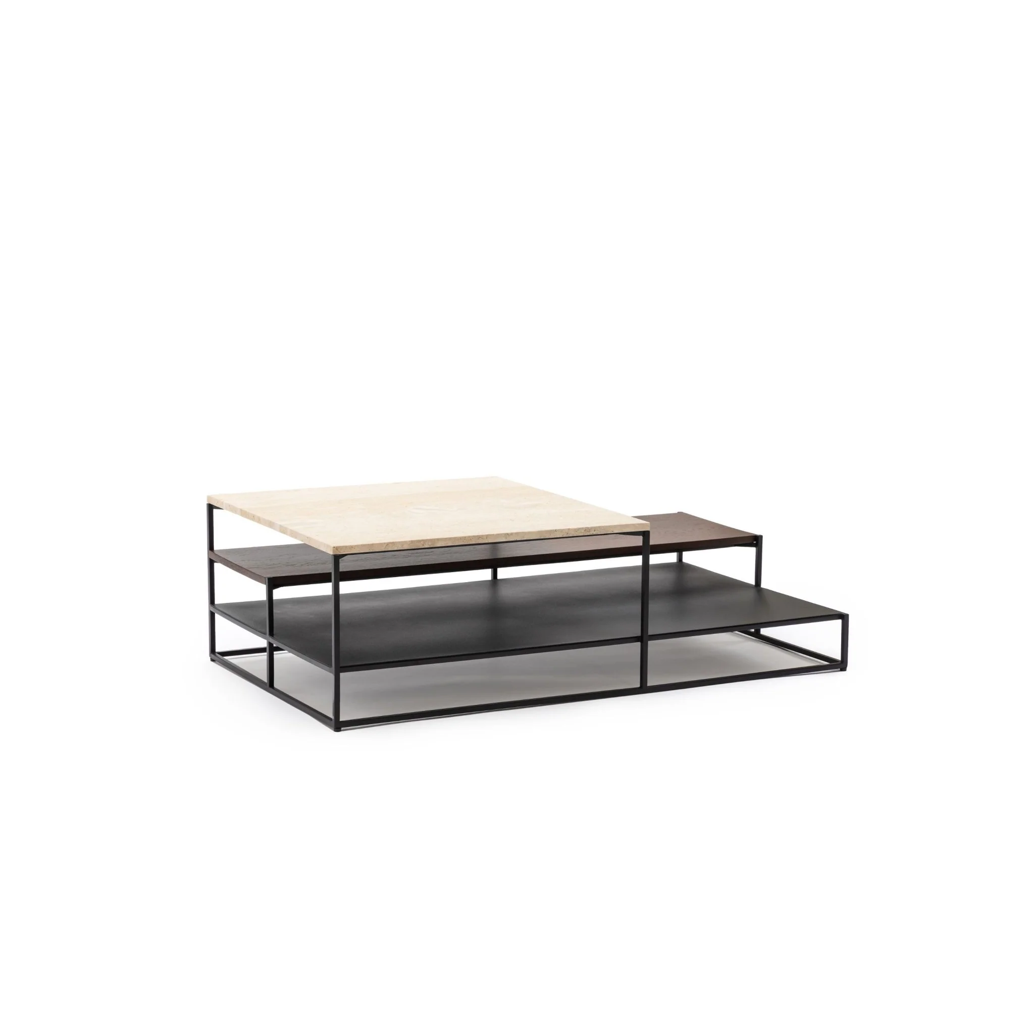 Podium Coffee Table - Travertine & Smoked Oak