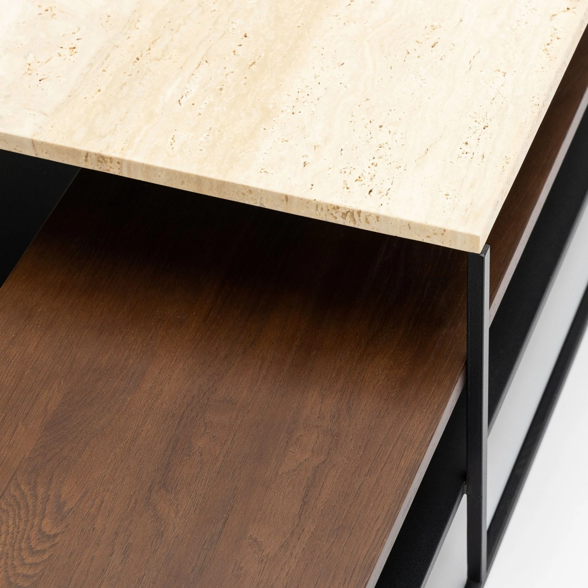 Podium Coffee Table - Travertine & Smoked Oak - Image 10