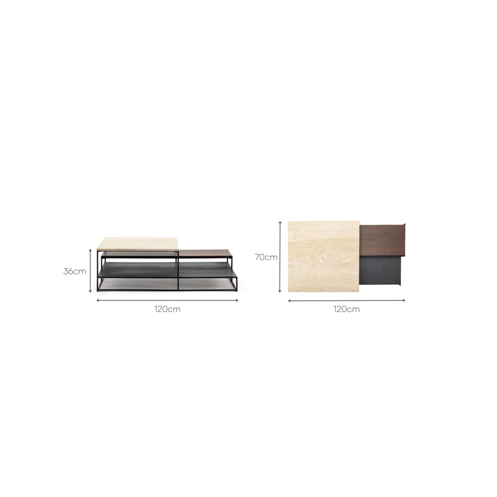 Podium Coffee Table - Travertine & Smoked Oak - Image 15