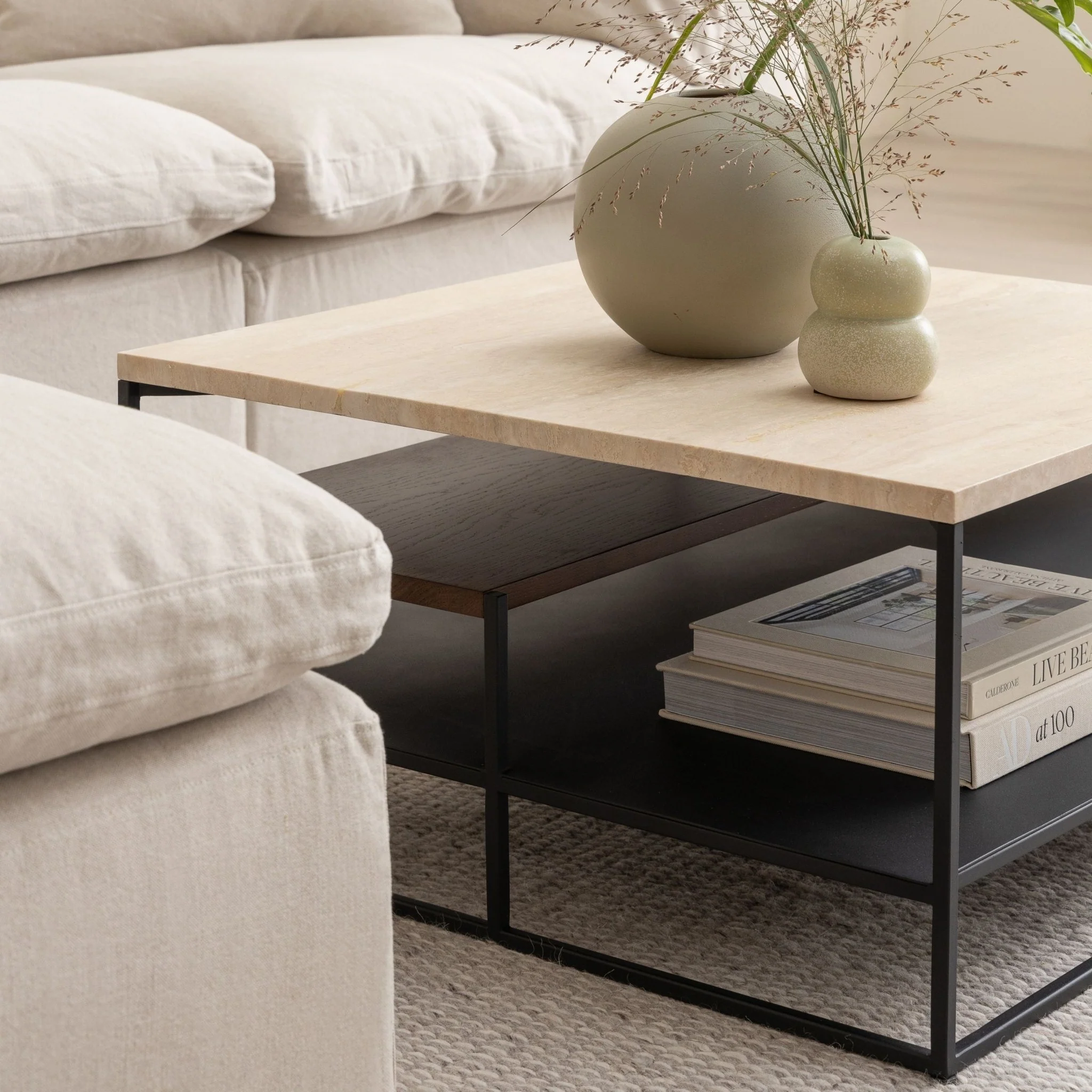 Podium Coffee Table - Travertine & Smoked Oak - Image 17