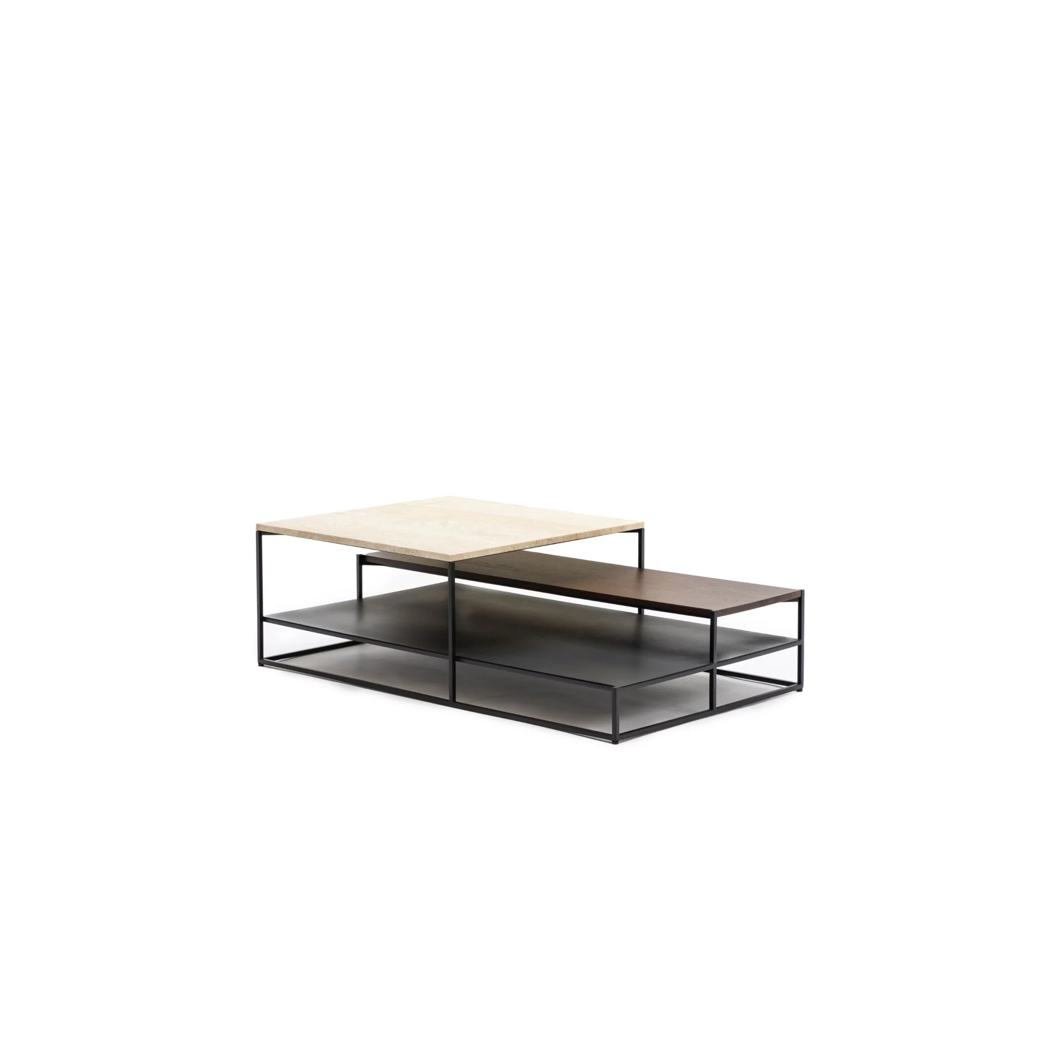 Podium Coffee Table - Travertine & Smoked Oak - Image 4