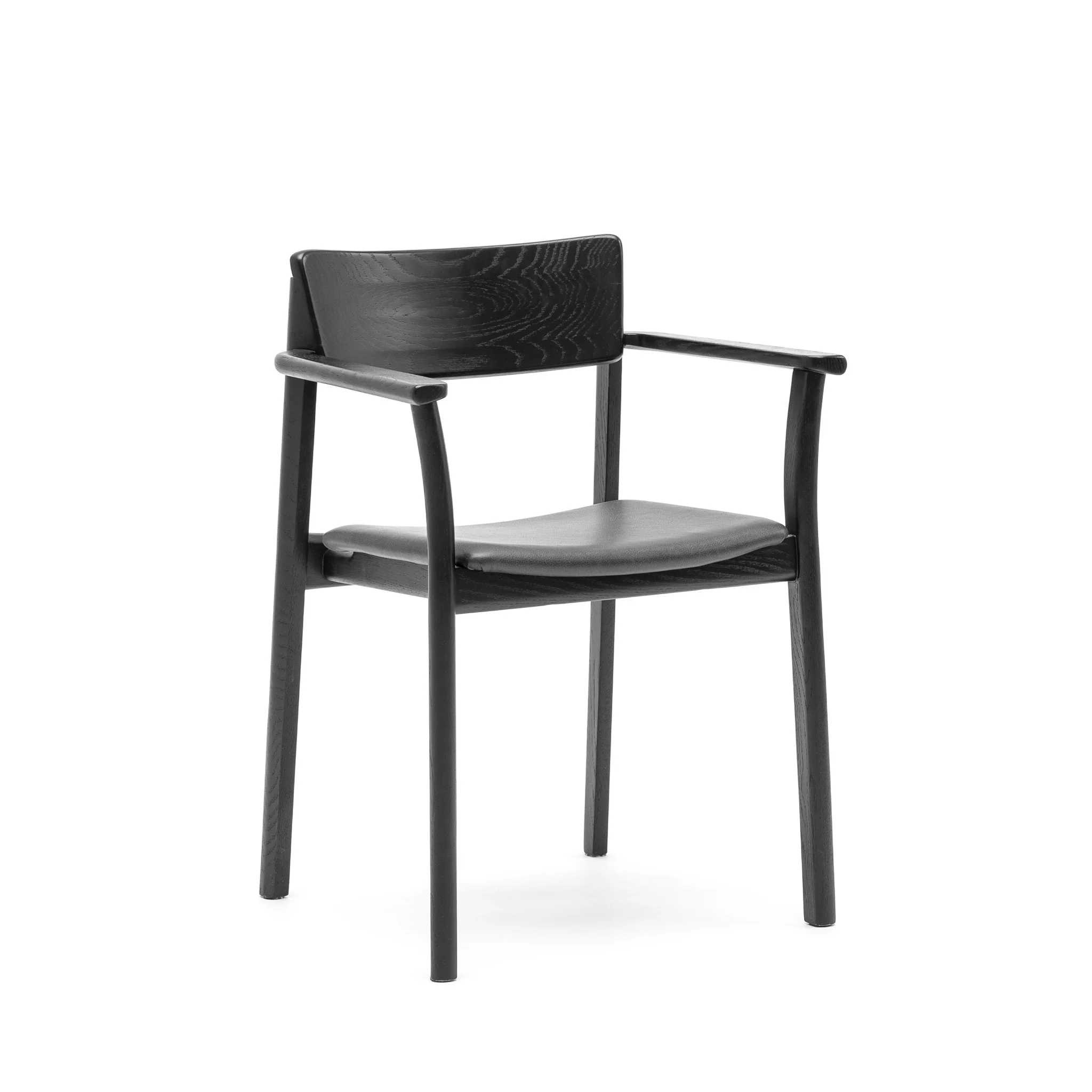 Poise Armchair - Black Oak & Charcoal Leather