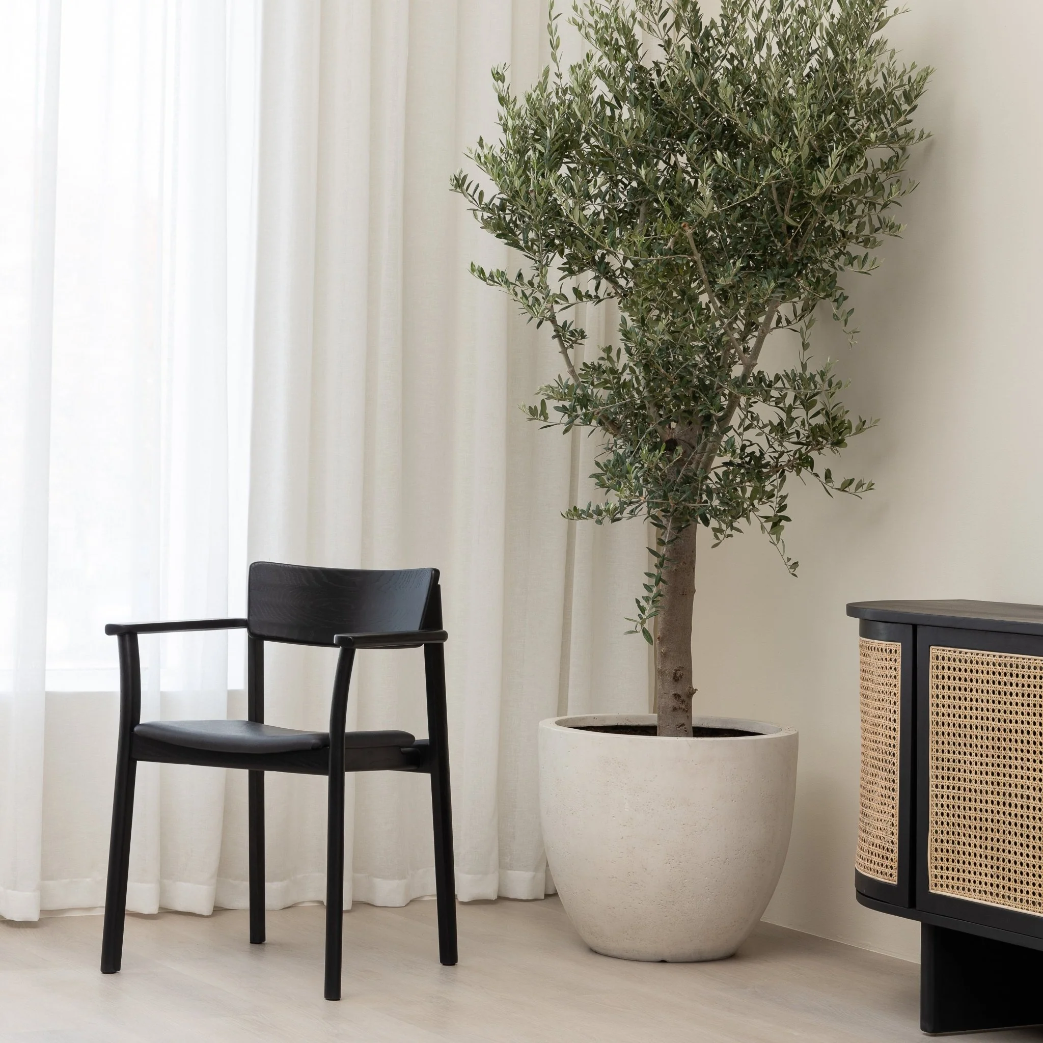 Poise Armchair - Black Oak & Charcoal Leather - Image 11