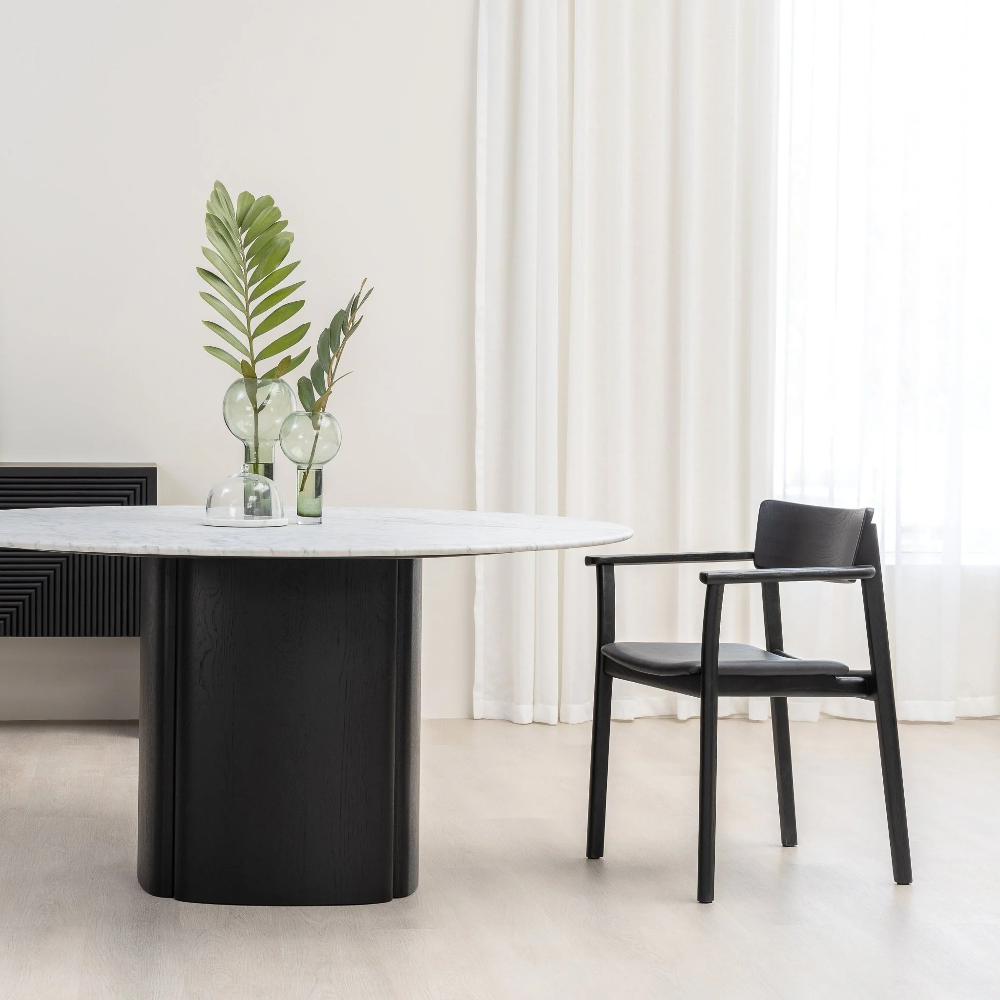 Poise Armchair - Black Oak & Charcoal Leather - Image 2