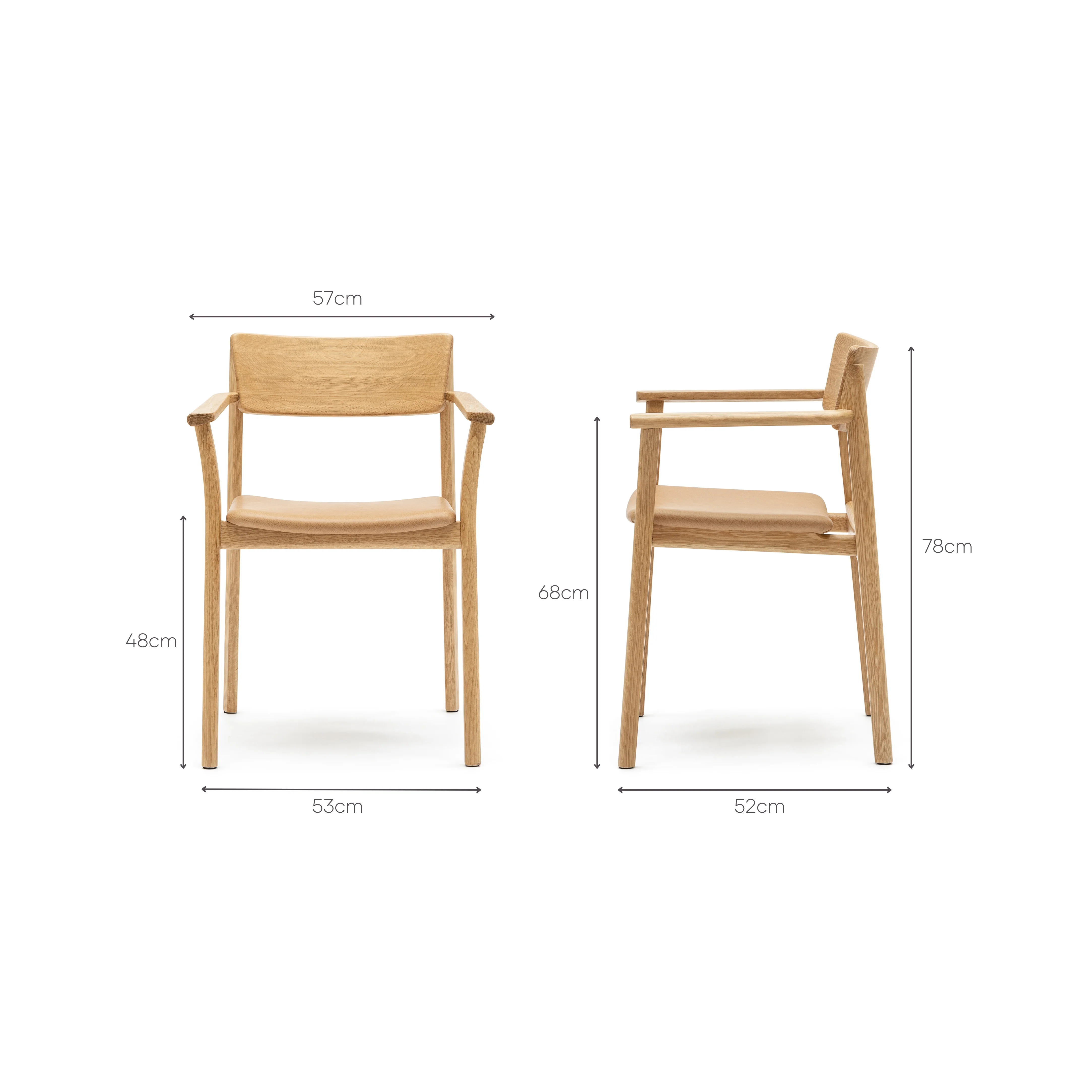 Poise Armchair - Light Oak & Pecan Leather - Image 12