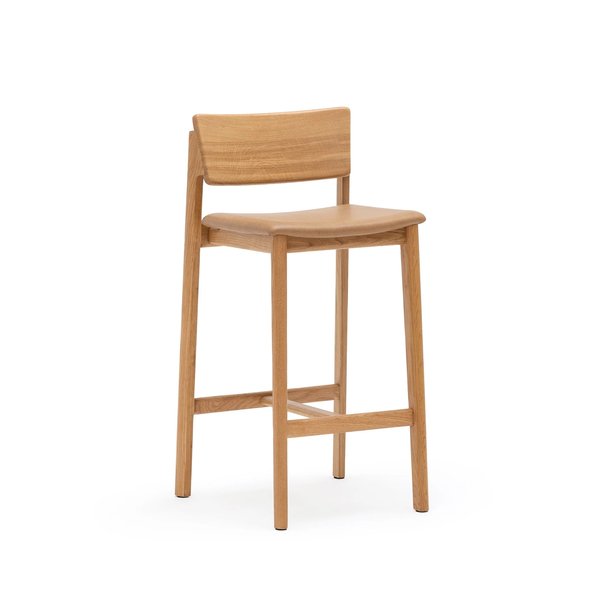 Poise Counter Chair - Light Oak & Pecan Leather