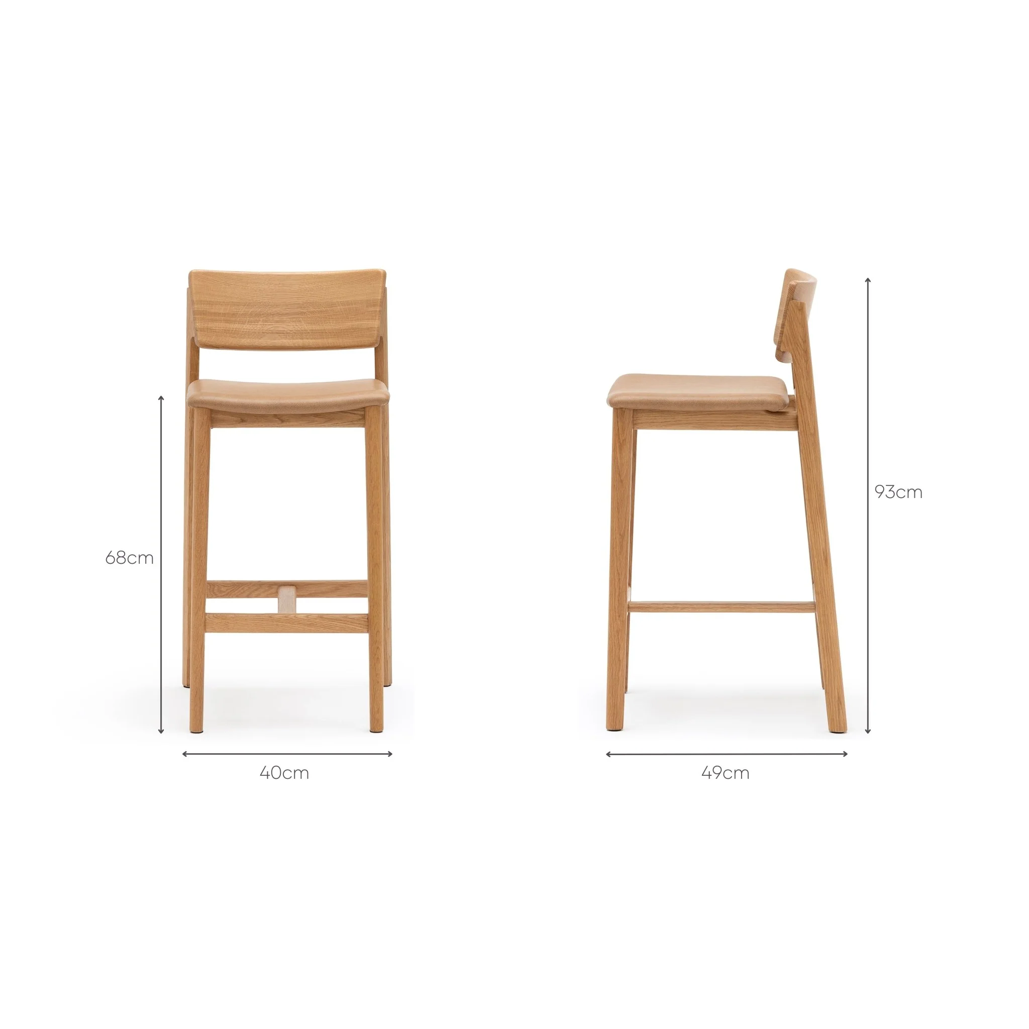 Poise Counter Chair - Light Oak & Pecan Leather - Image 13