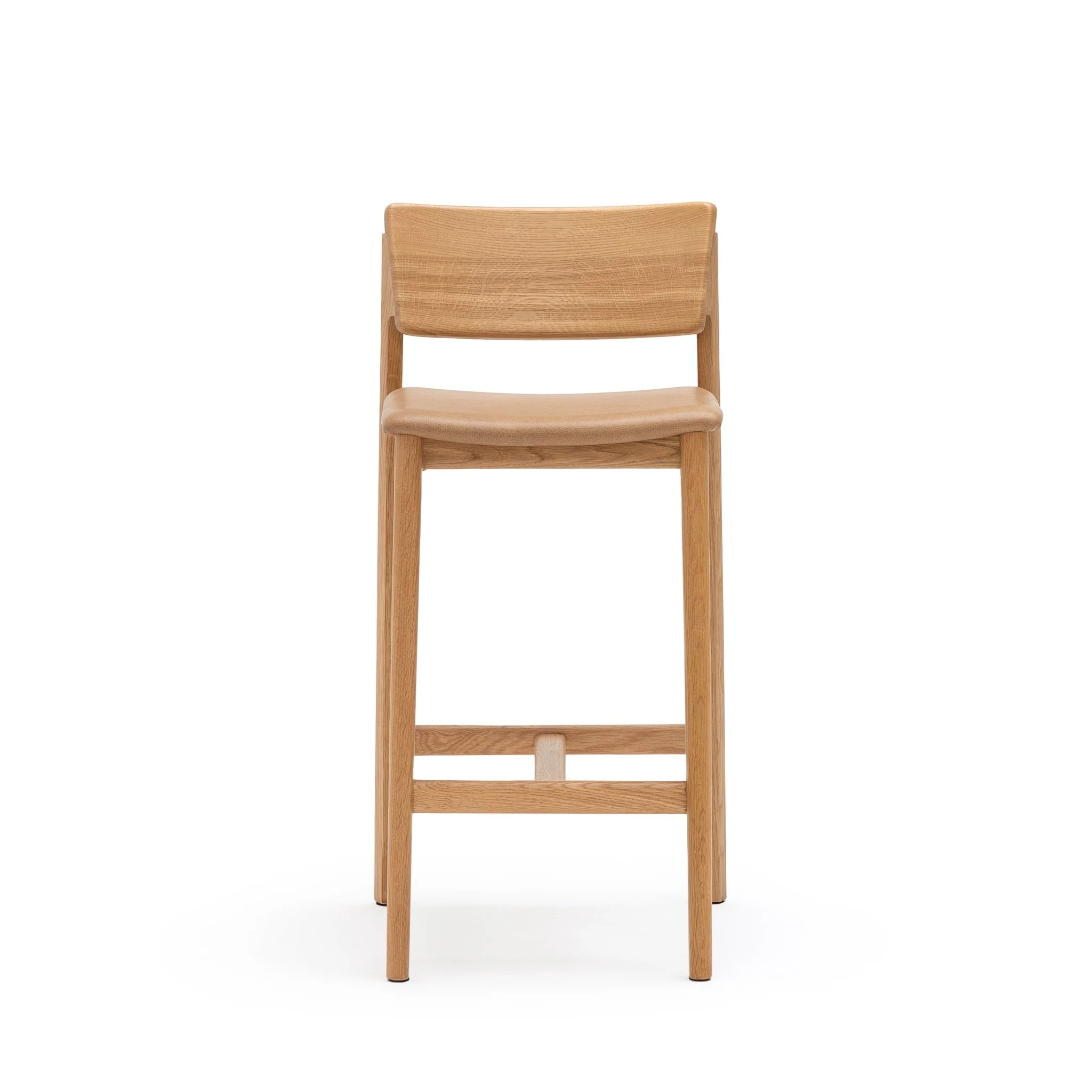 Poise Counter Chair - Light Oak & Pecan Leather - Image 2