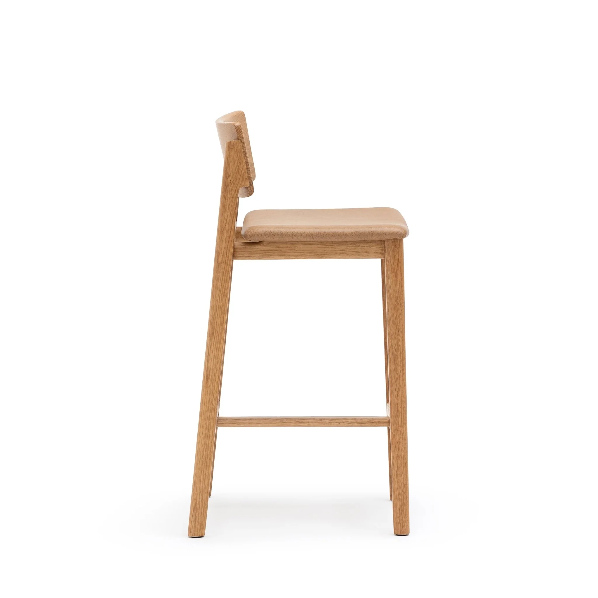 Poise Counter Chair - Light Oak & Pecan Leather - Image 3