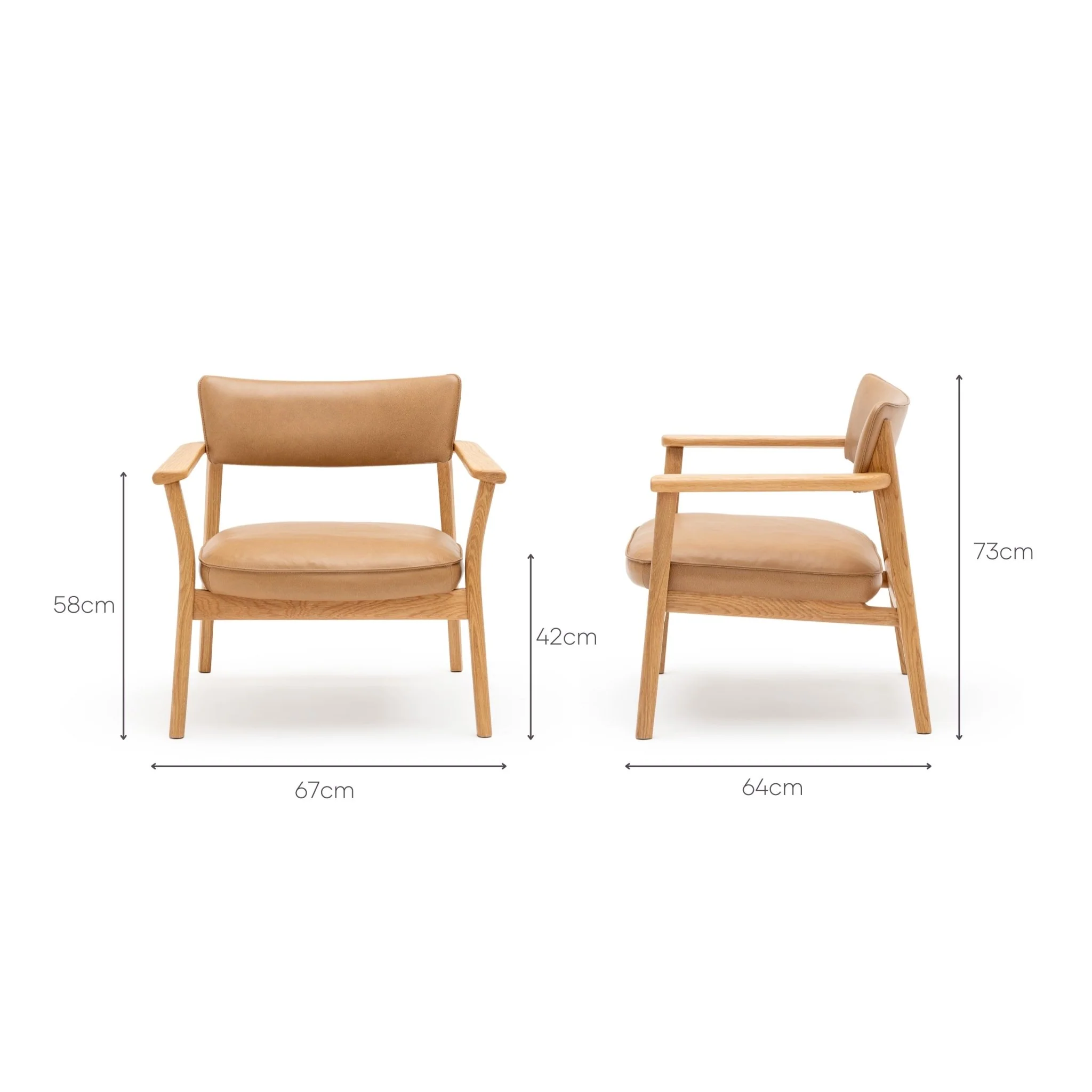Poise Lounge Chair - Light Oak & Pecan Leather - Image 17