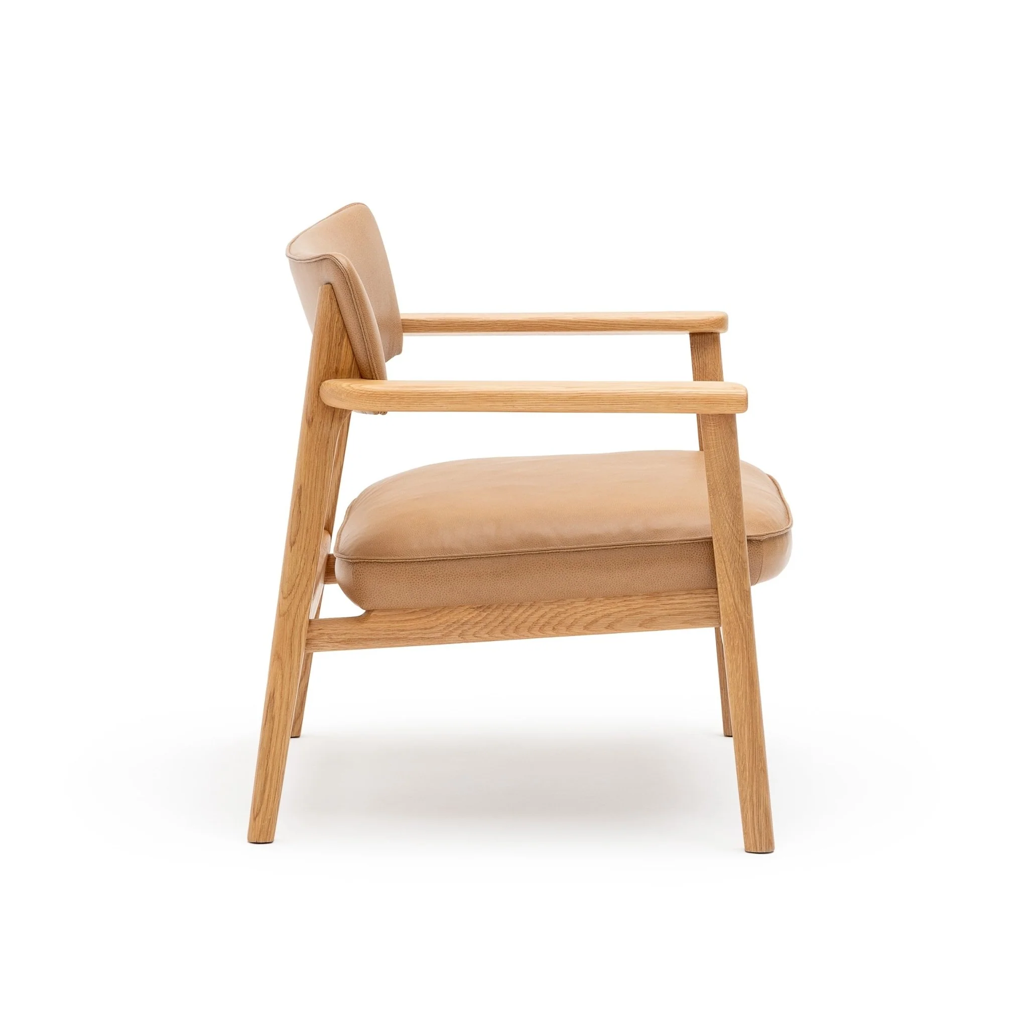 Poise Lounge Chair - Light Oak & Pecan Leather - Image 3