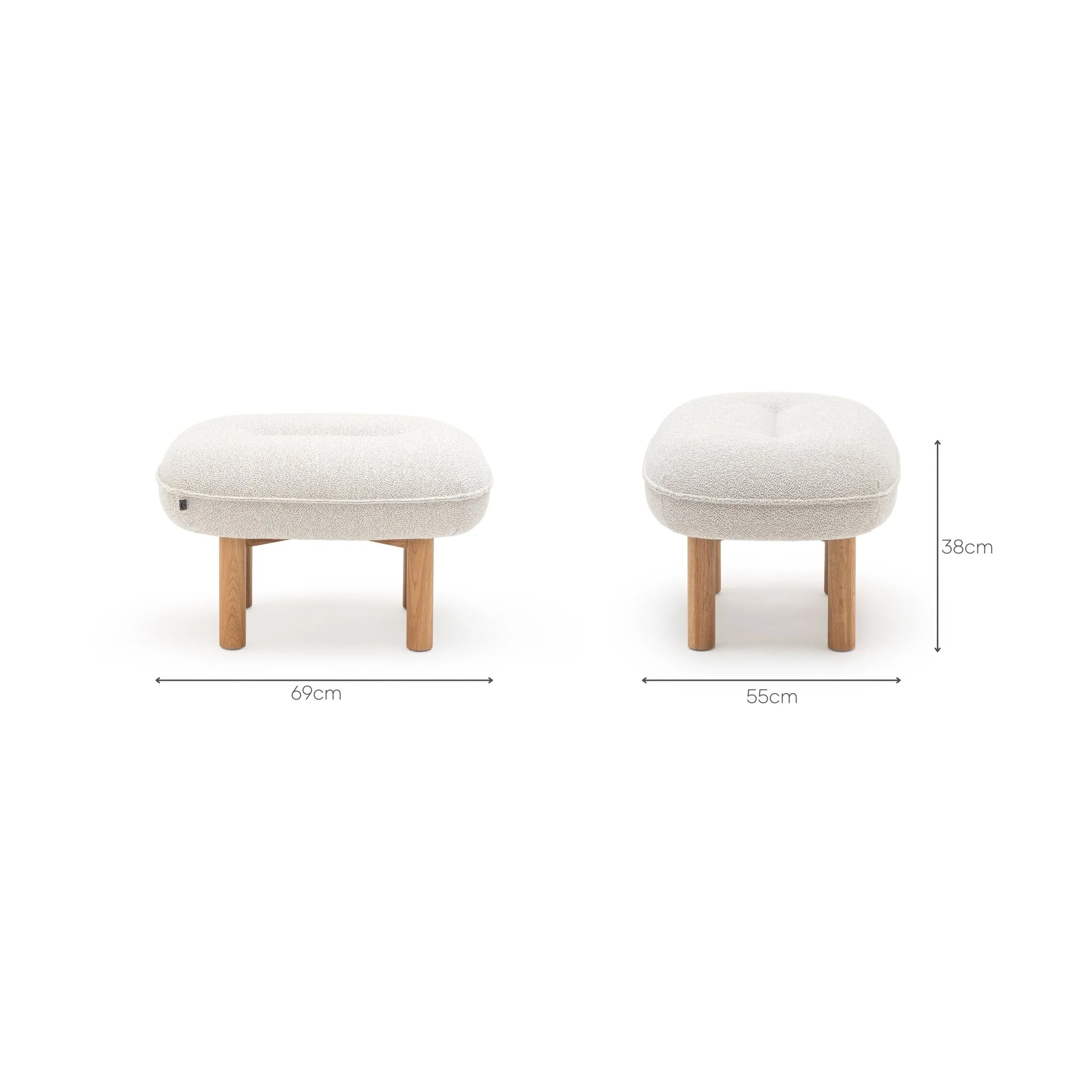 Portobello Stool - Light Oak & Salix Snow - Image 9