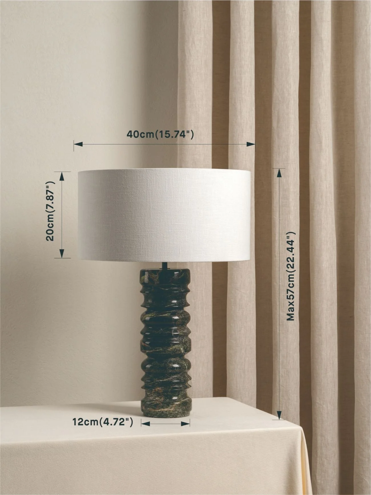 Renee - Large Green Marble Table Lamp - Image 7