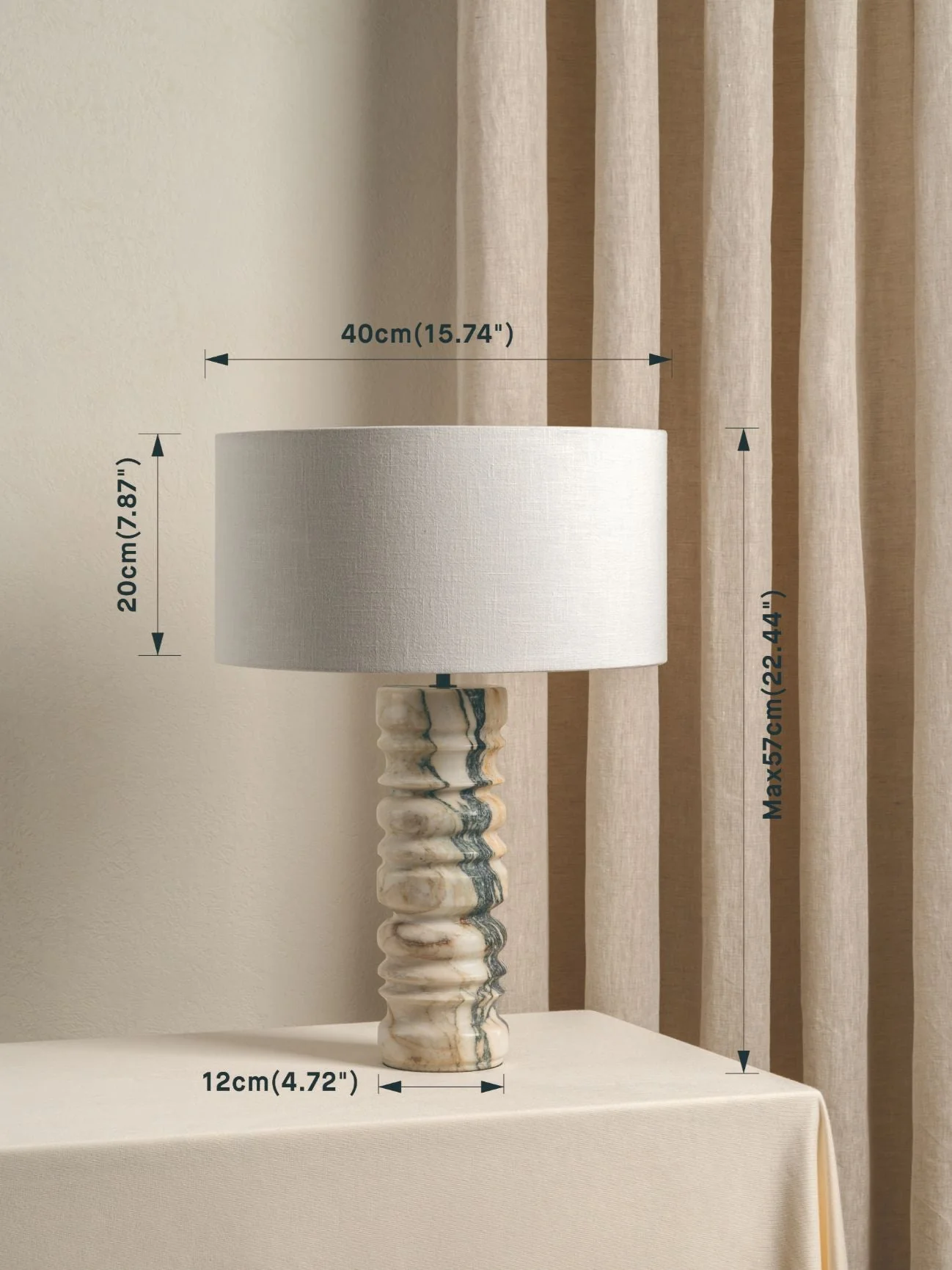 Renee - Large Voila Calacatta Marble Table Lamp - Image 7
