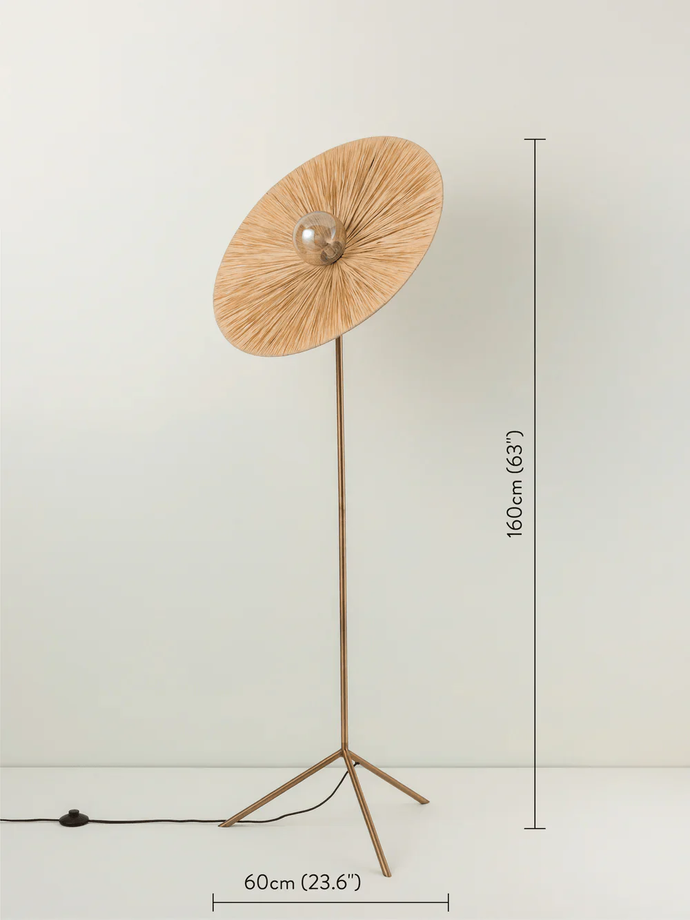 Ridotti - 1 Light Natural Raffia And Burnished Brass Floor Lamp - Image 3