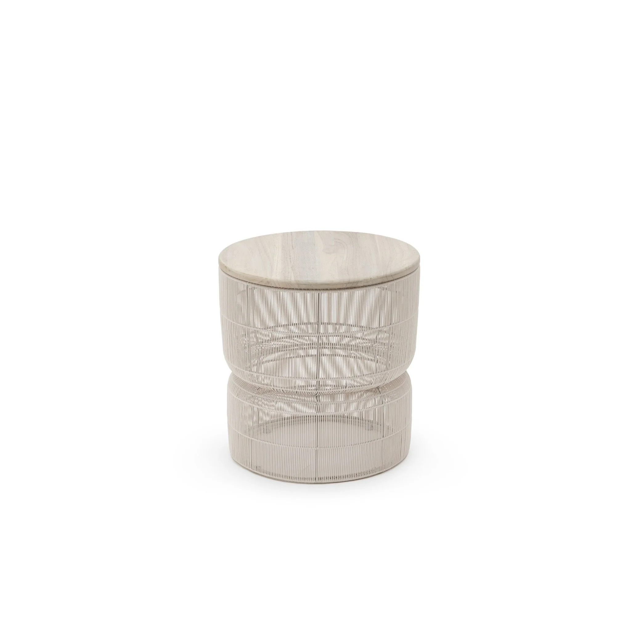 Riviera Side Table - Chalk & Aged Teak