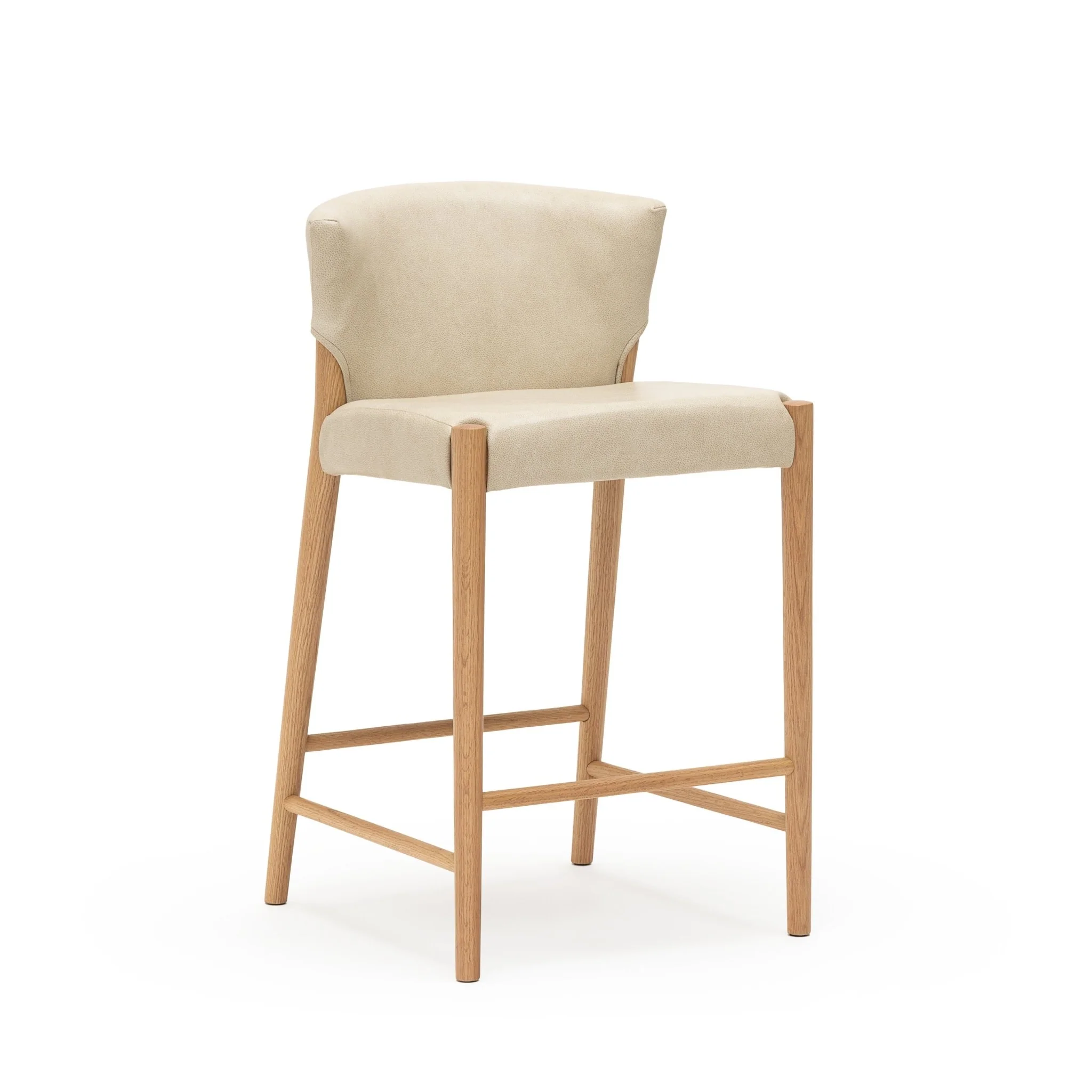 Ronda Counter Chair - Light Oak & Limestone Leather