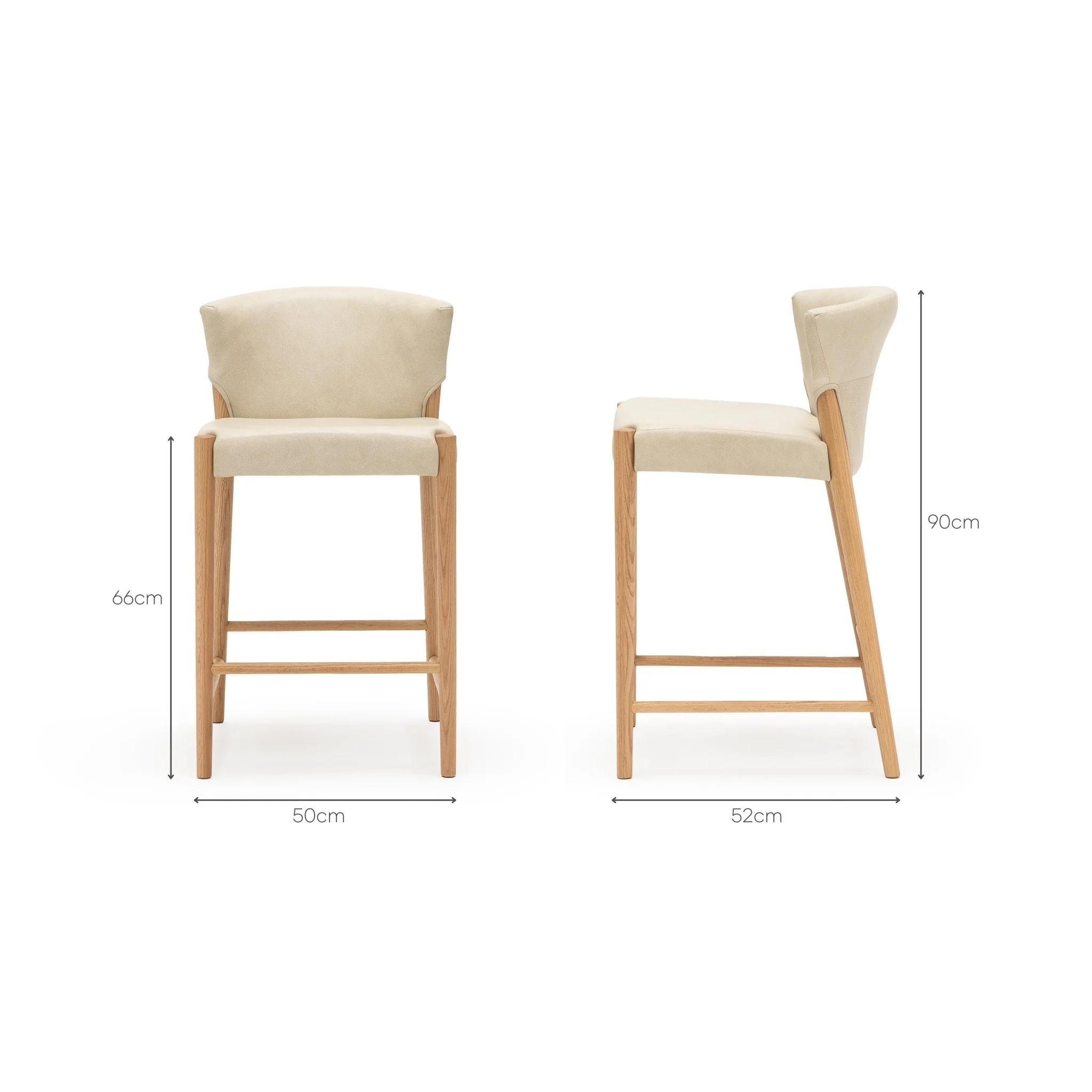 Ronda Counter Chair - Light Oak & Limestone Leather - Image 13
