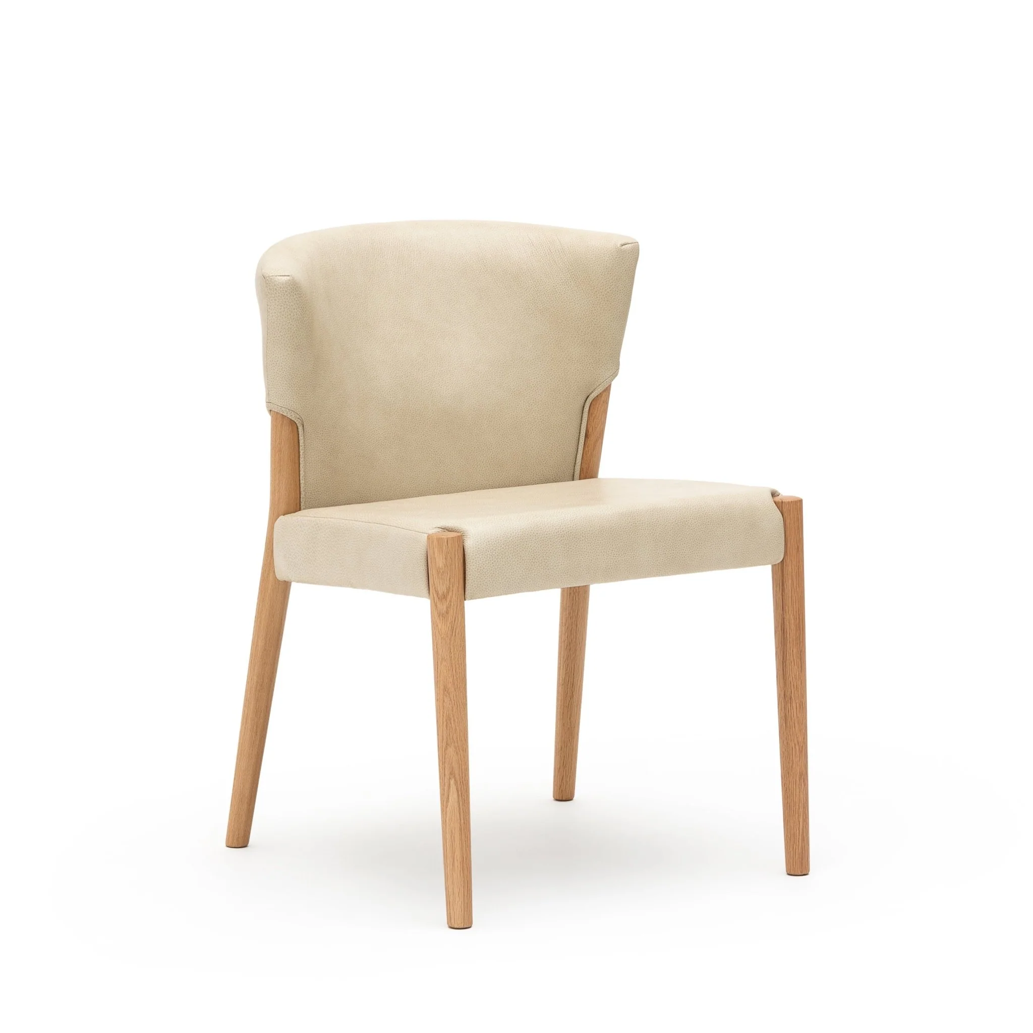Ronda Dining Chair - Light Oak & Limestone Leather